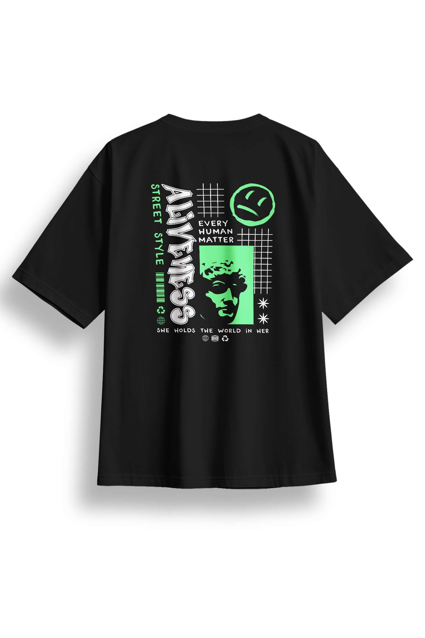 Oversize Aliveness Baskılı Tshirt