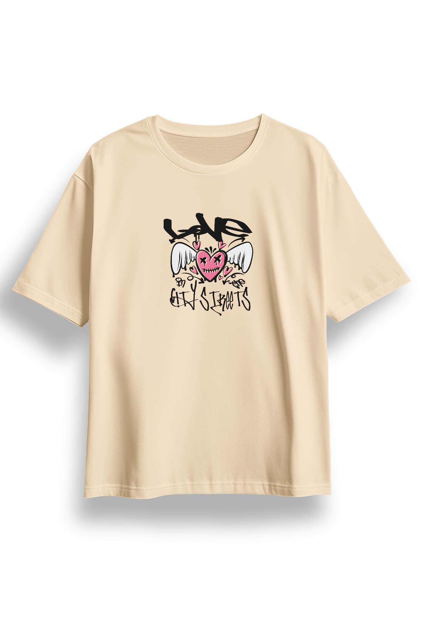 Oversize City Streets Baskılı Tshirt