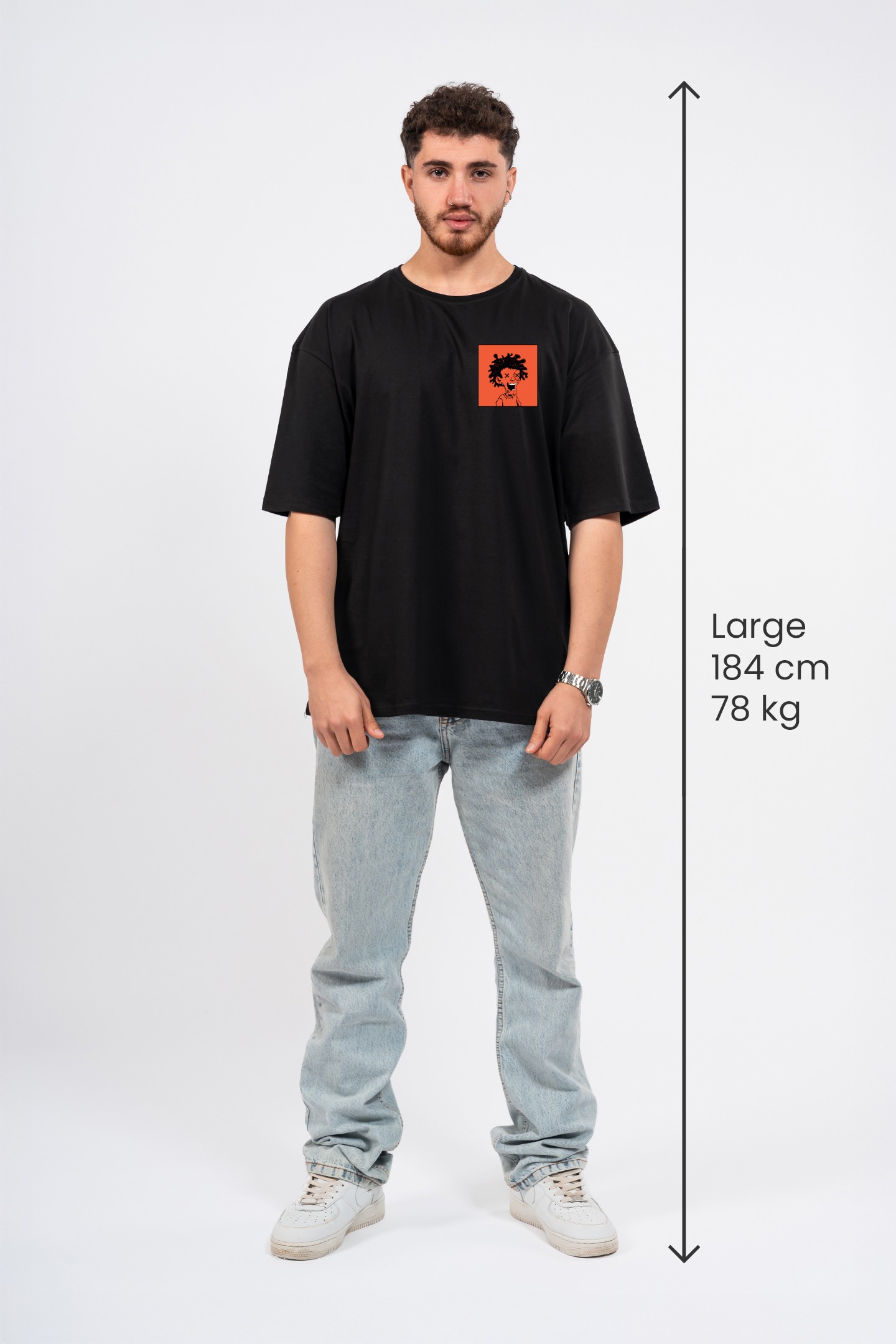 Oversize Curly Man Baskılı Tshirt