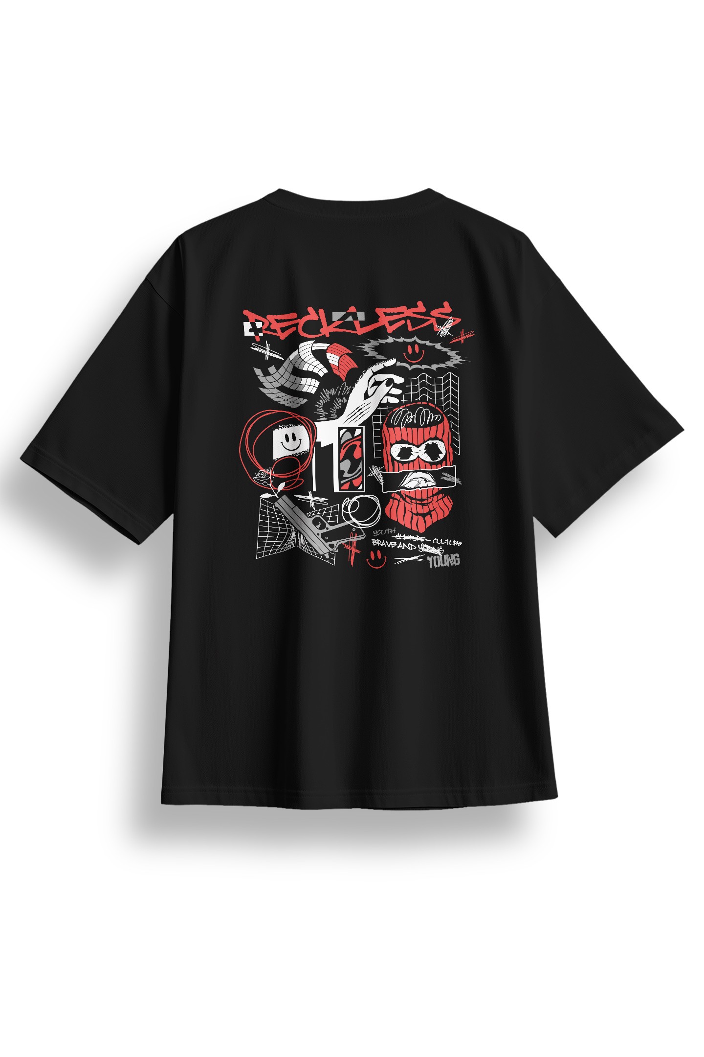 Oversize Reckless Baskılı Tshirt