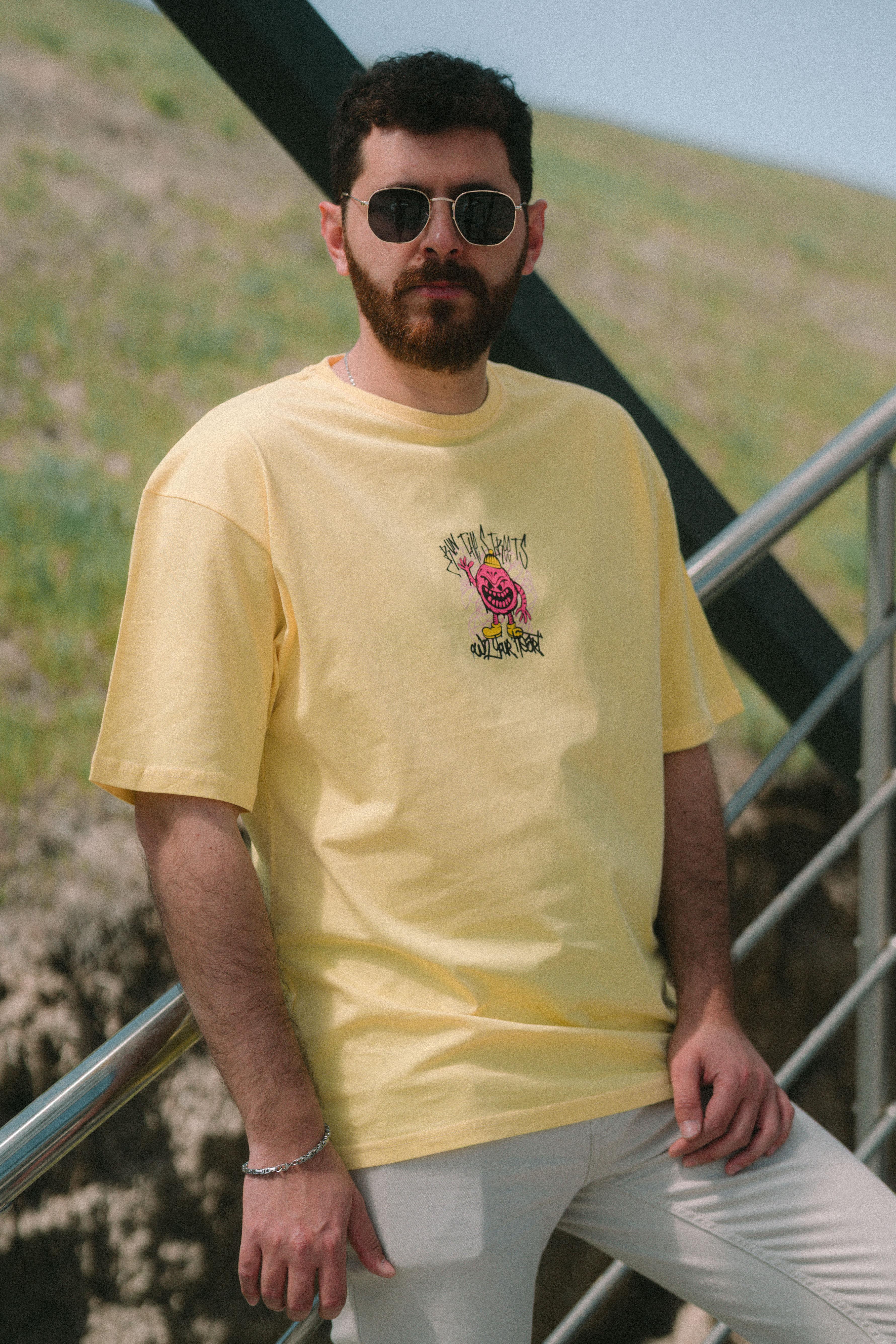 Oversize Run The Streets Baskılı Tshirt