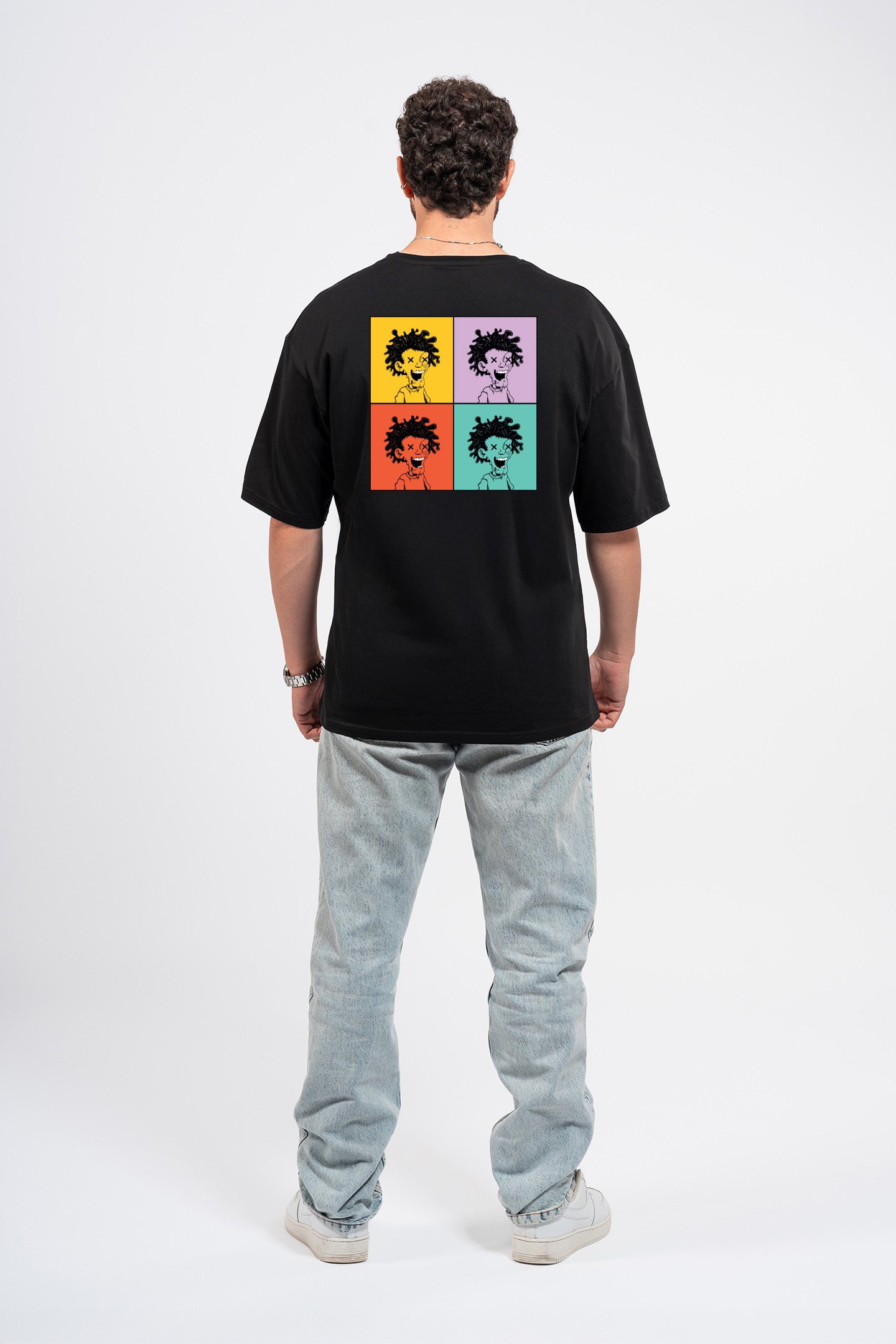 Oversize Curly Man Baskılı Tshirt