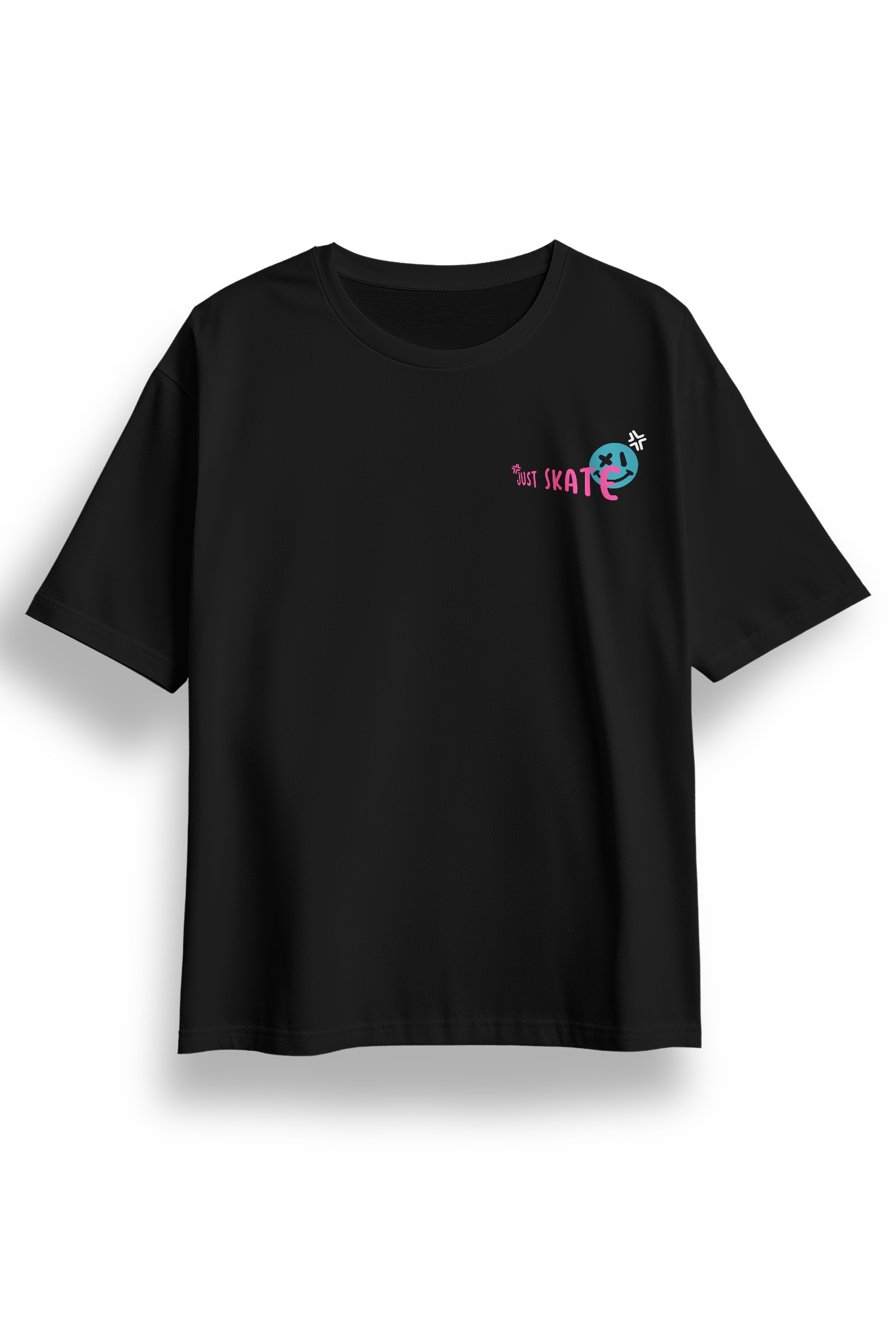 Oversize Just Skate Baskılı Tshirt