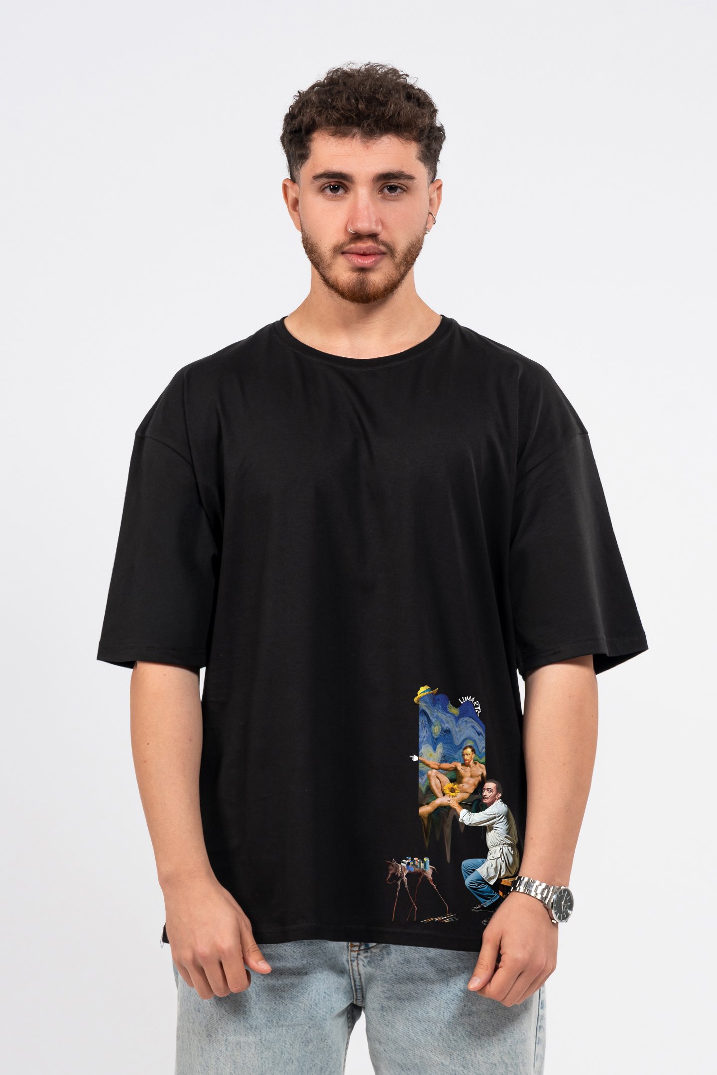 Oversize Dali Baskılı Tshirt