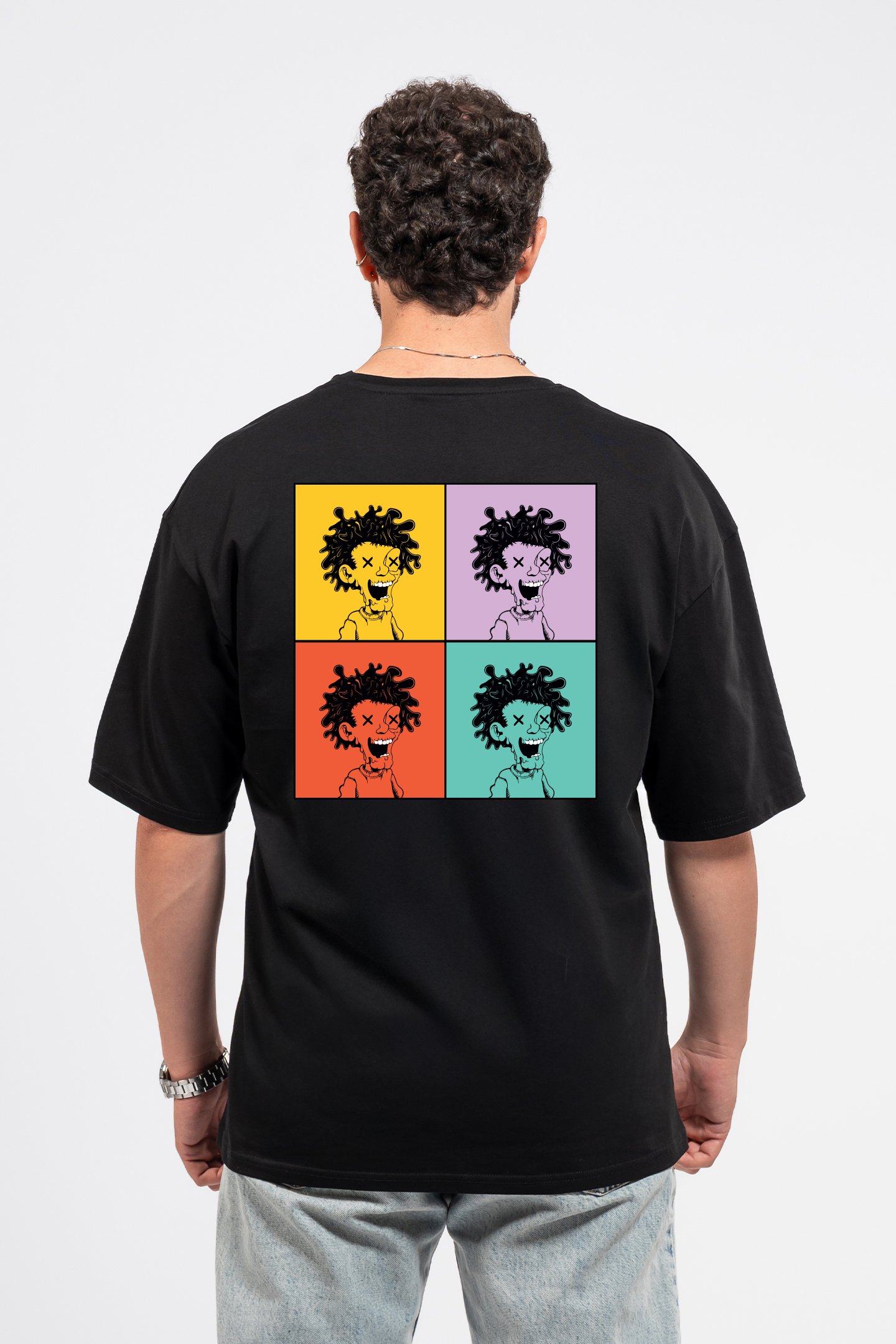 Oversize Curly Man Baskılı Tshirt