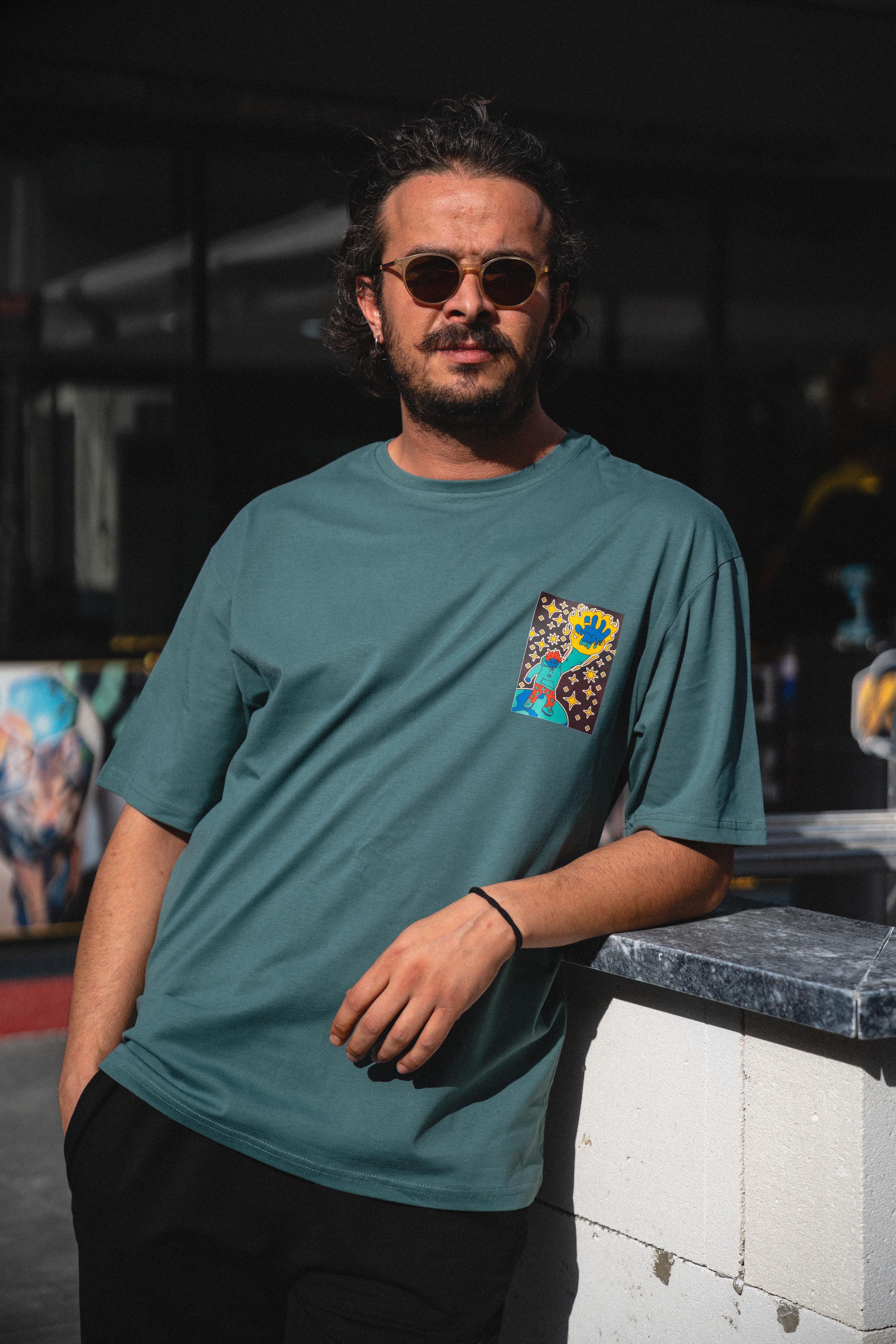 Oversize Street Stars Baskılı Tshirt