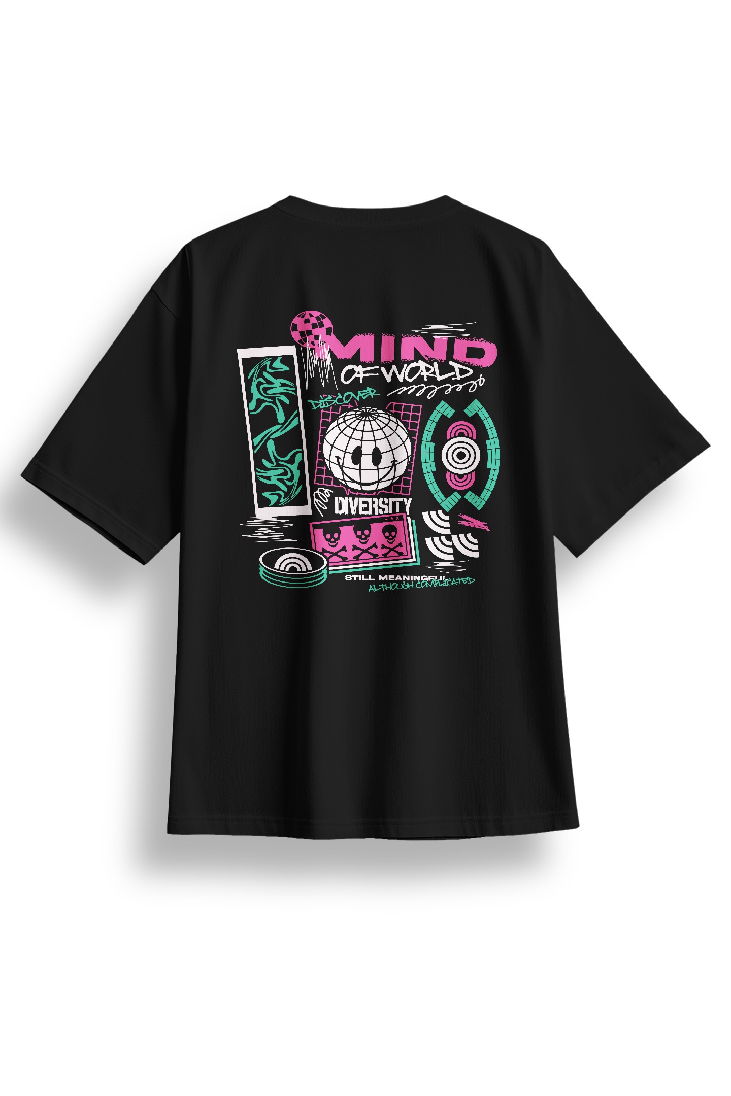 Oversize Mind Of World Baskılı Tshirt