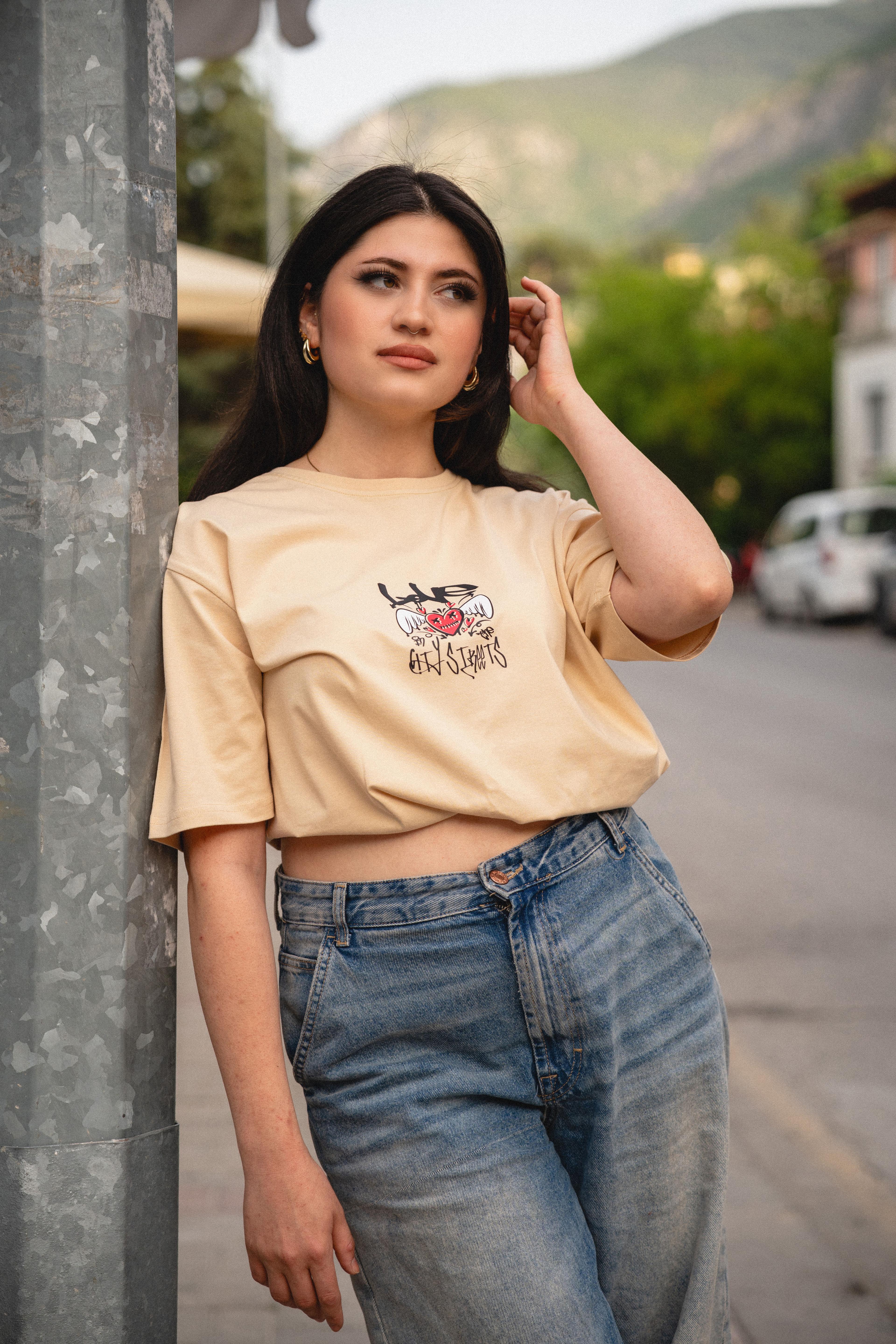 Oversize City Streets Baskılı Tshirt