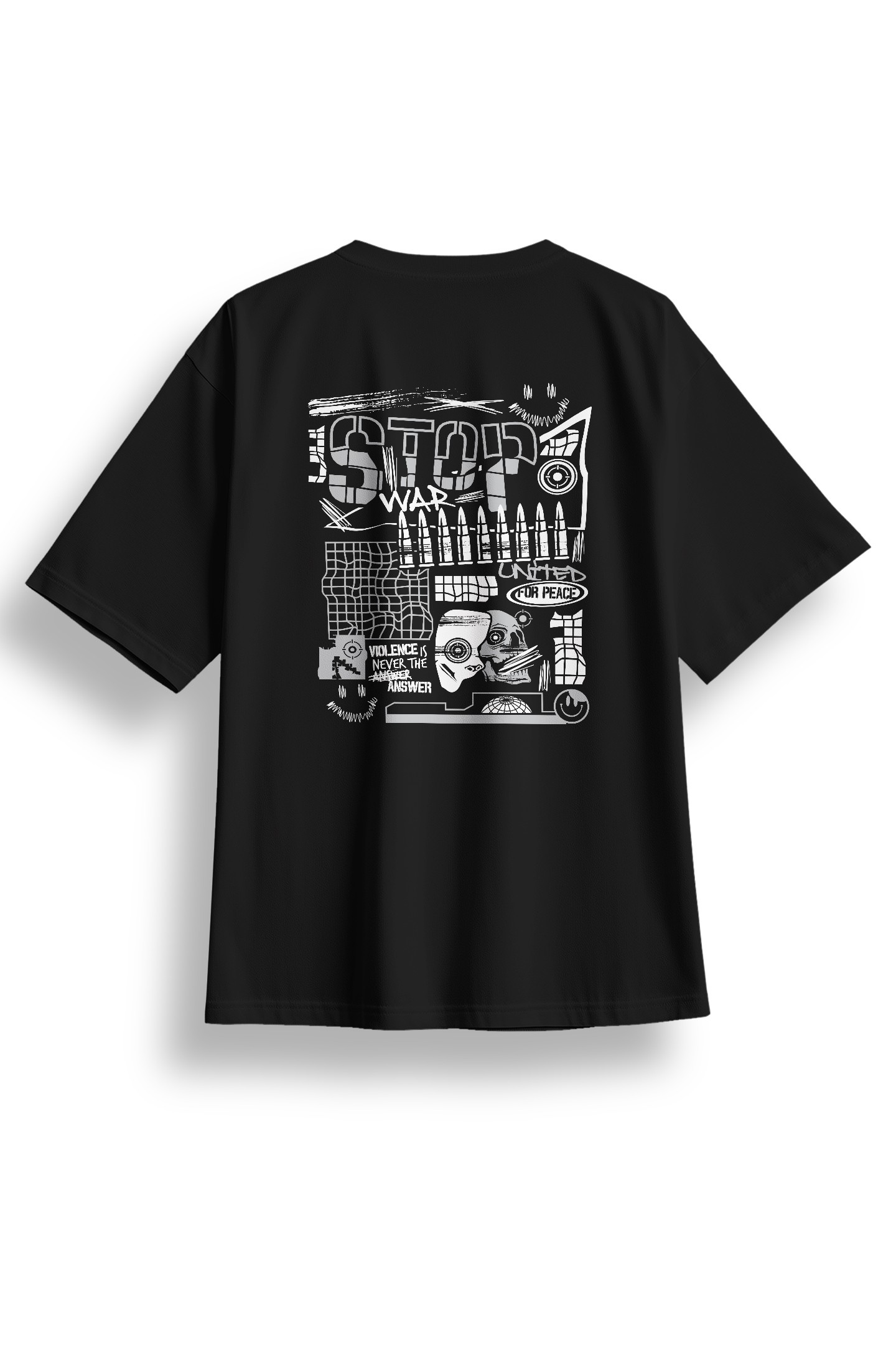 Oversize Stop War Baskılı Tshirt