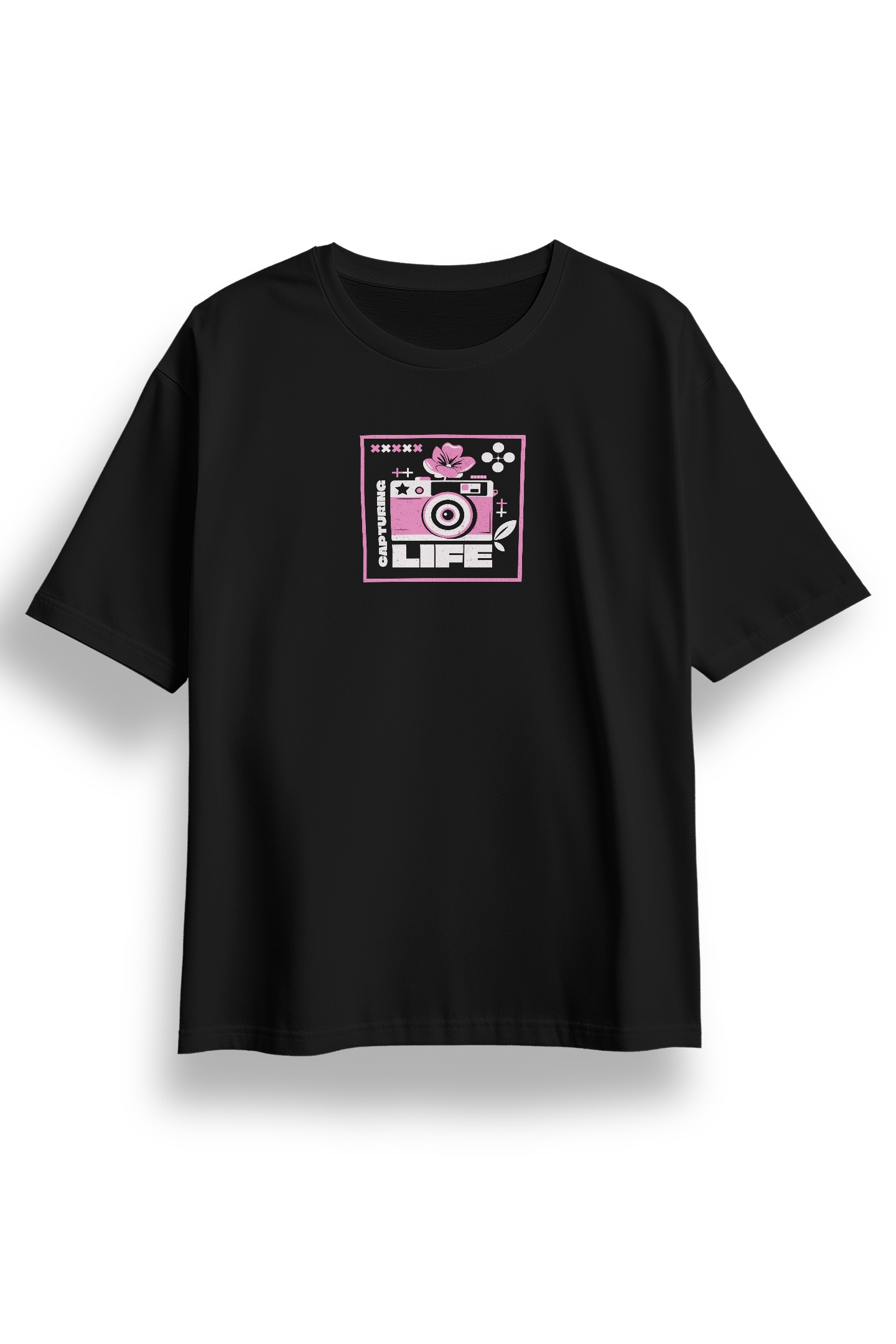 Oversize Capturing Life Baskılı Tshirt