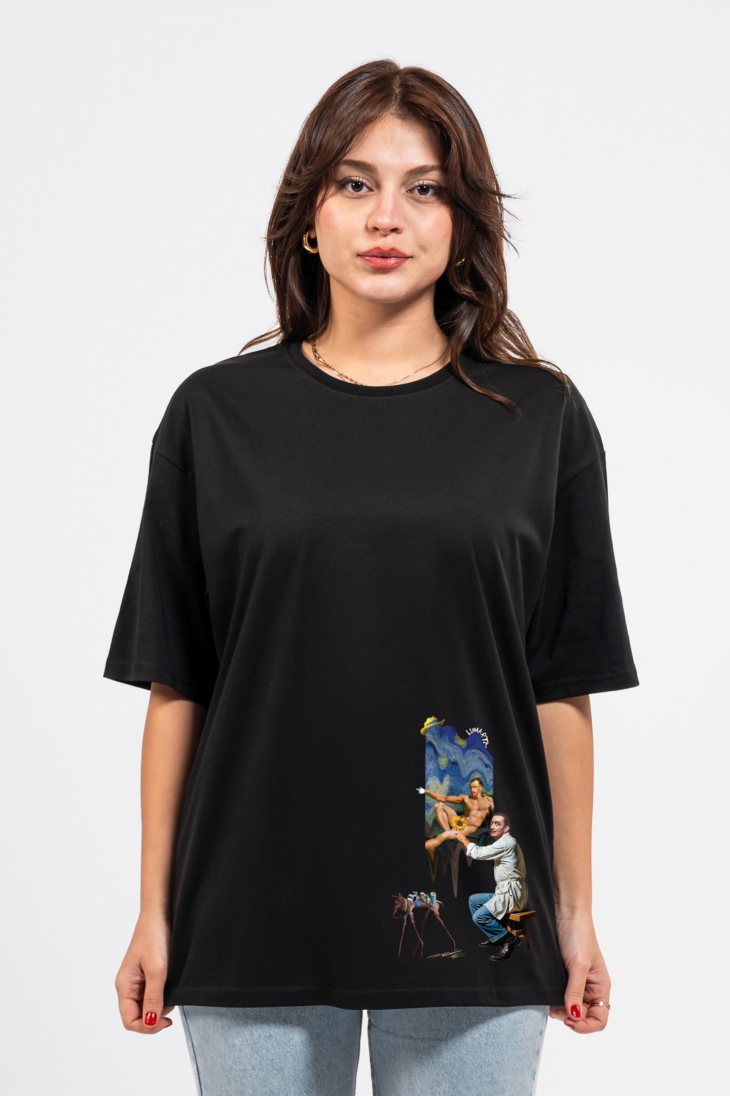 Oversize Dali Baskılı Tshirt