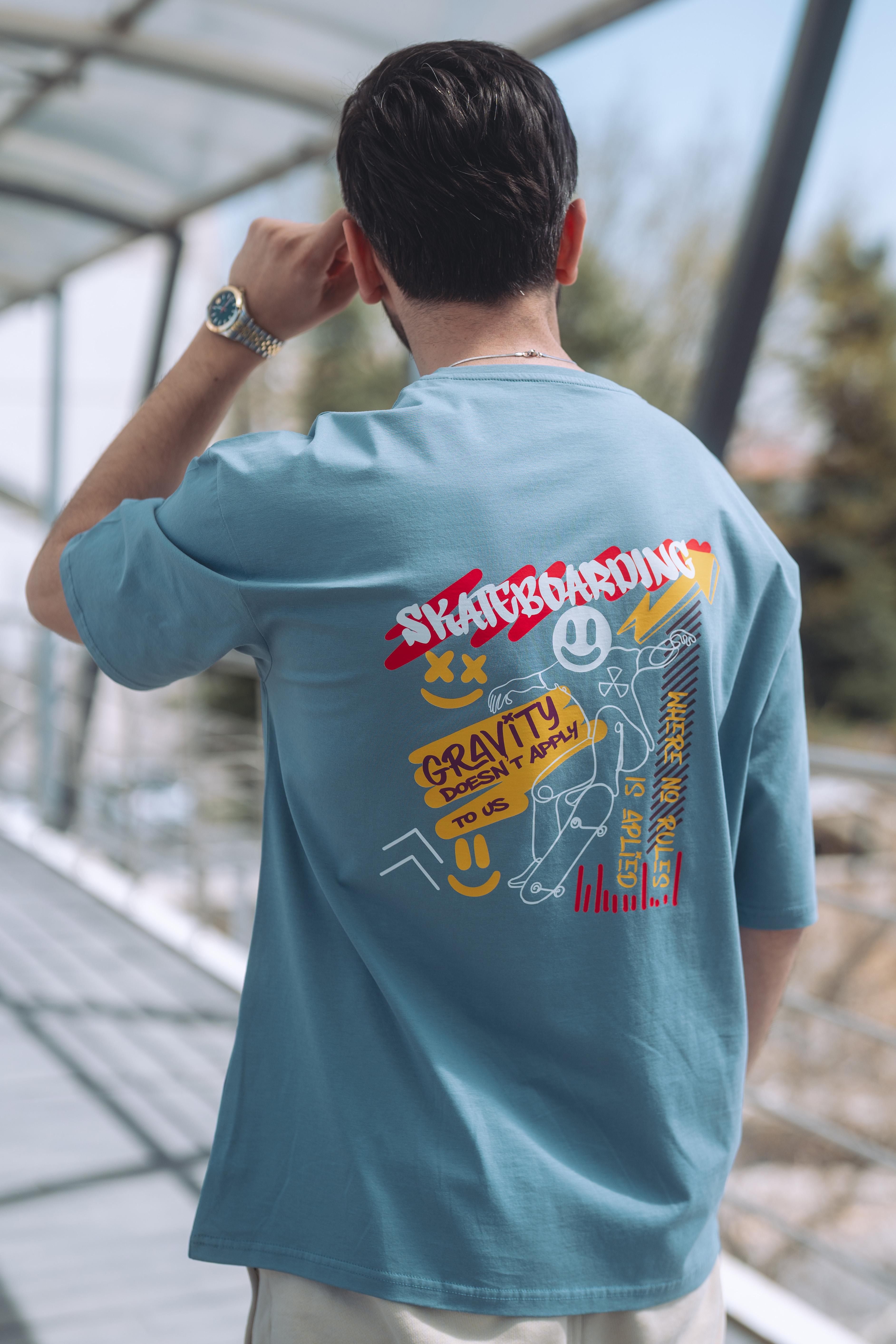 Oversize Skateboarding Baskılı Tshirt
