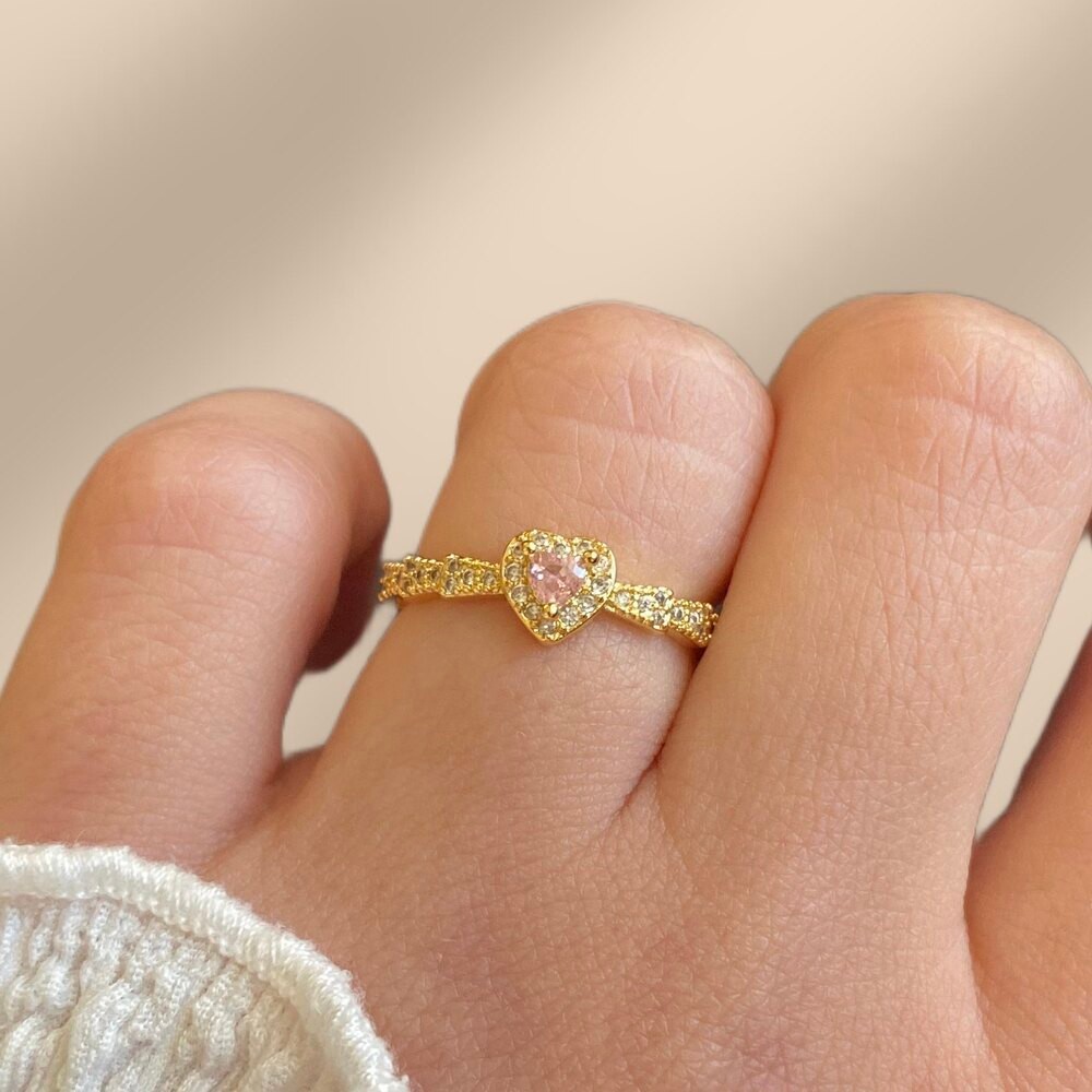 altın kaplama | mini pink love yüzük (gold)