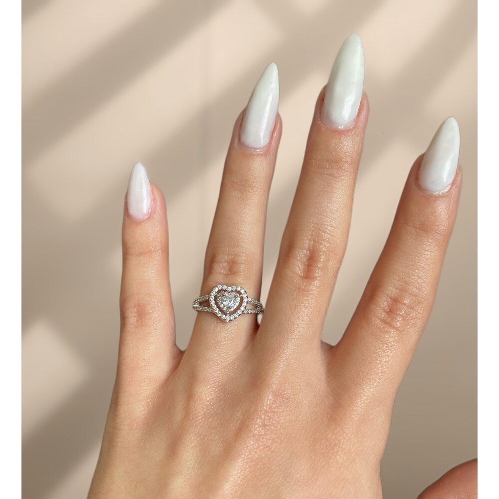 altın kaplama | kalpli zirkon yüzük (Silver)