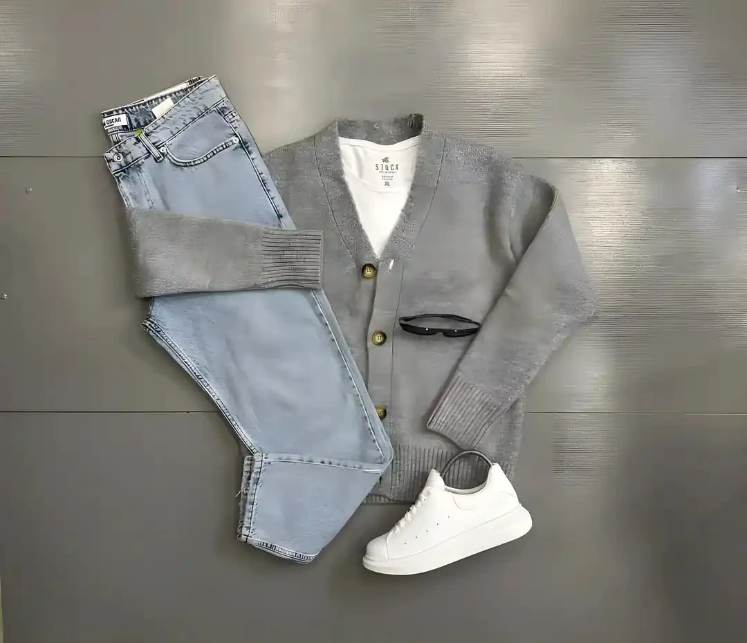 Erkek Hırka Boyfriend Pantolon  Kombin