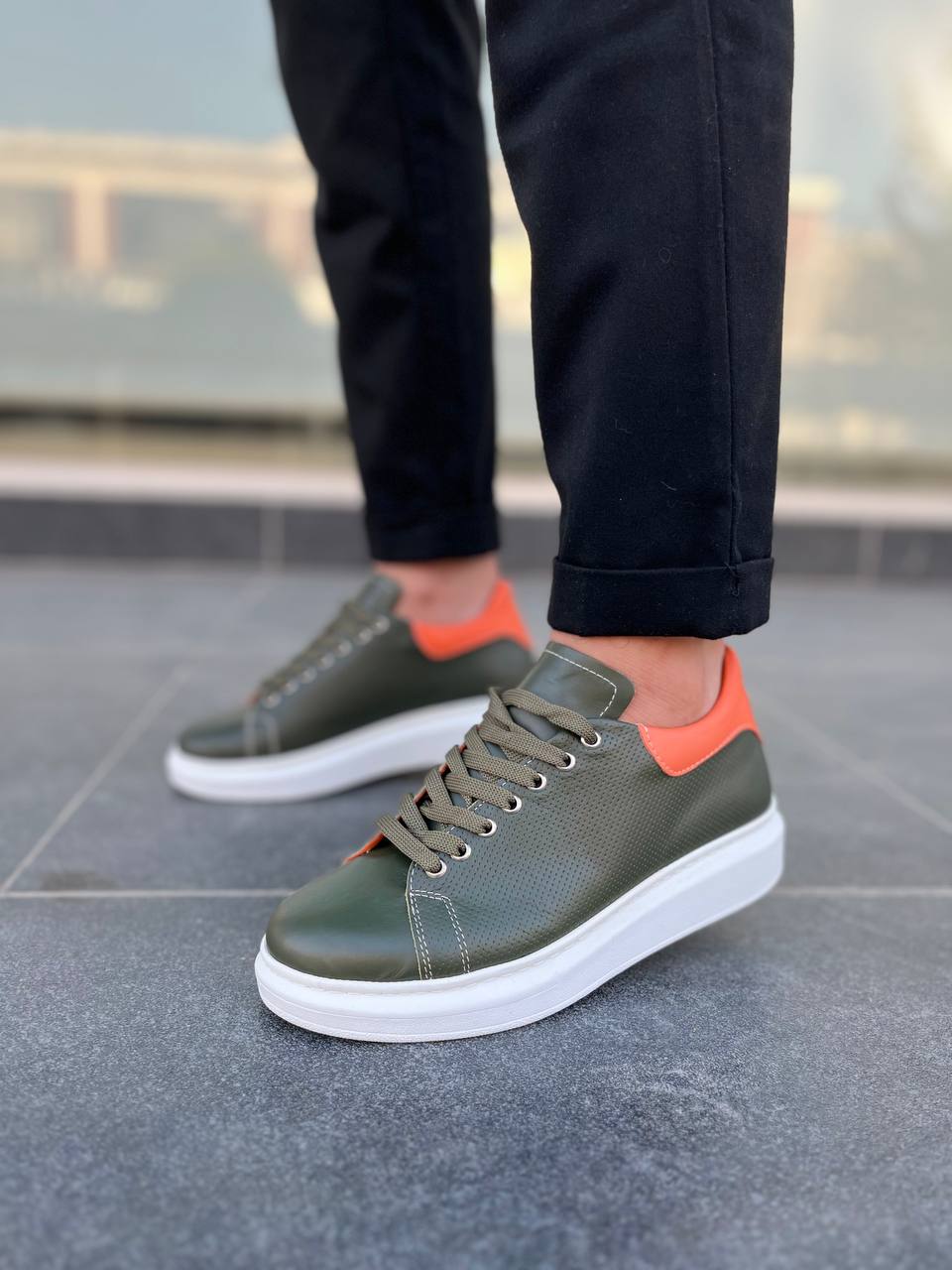 KB-DX3 Kuback Haki Deri Günlük Erkek Ayakkabı