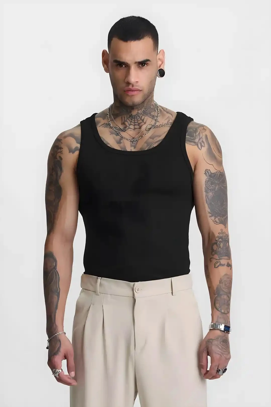 Erkek Siyah Atlet T-shirt