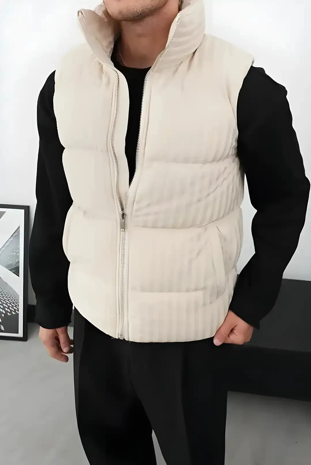 Erkek Bej Şişme Yelek