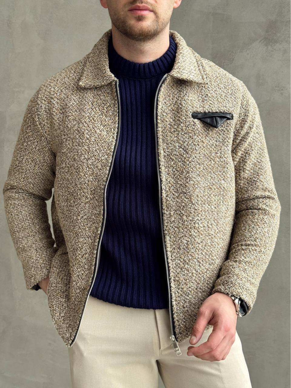 Erkek Vizon Tasarım  Kaşe Ceket