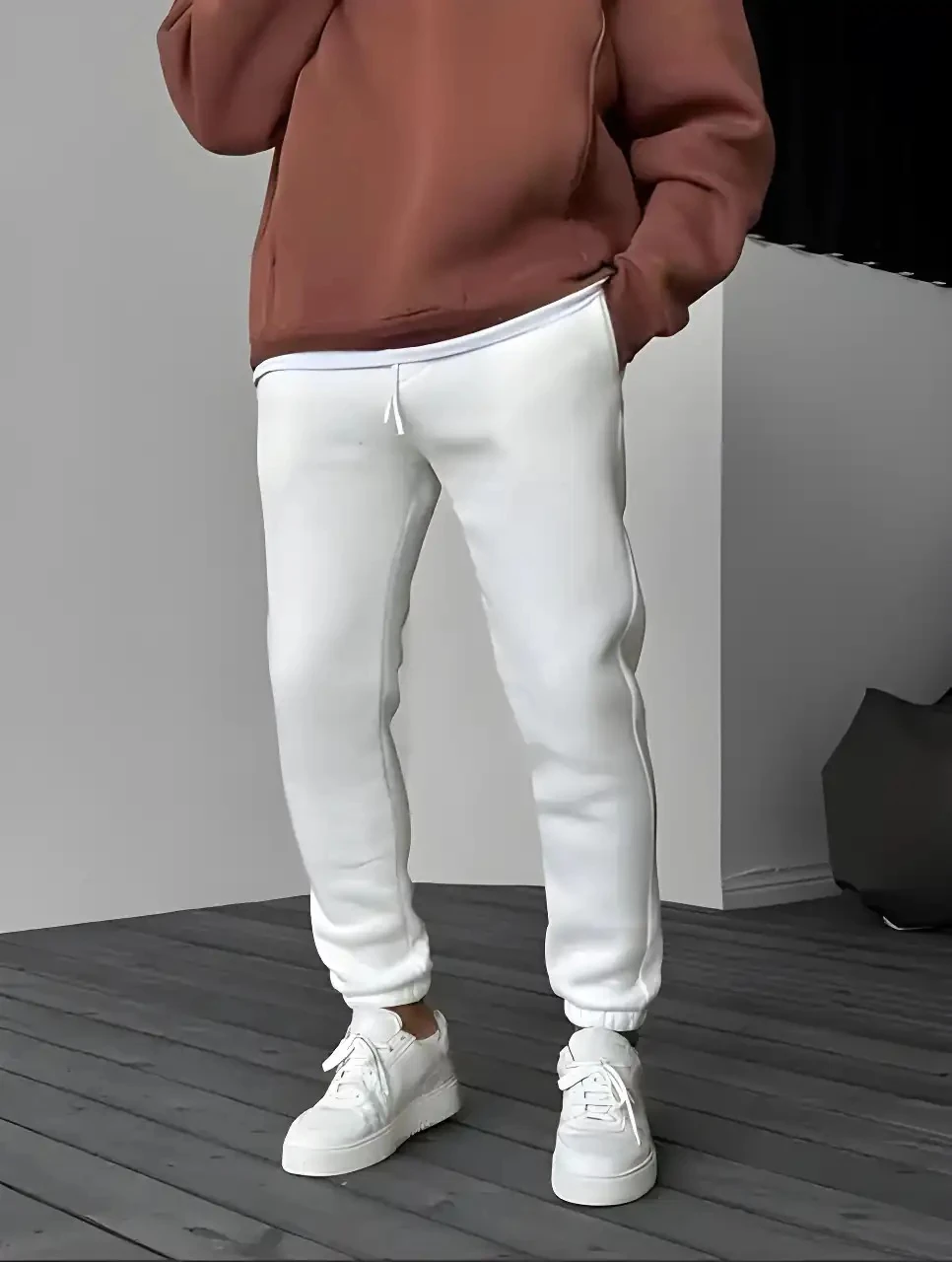 Erkek Beyaz 3 İplik Eşofman Altı