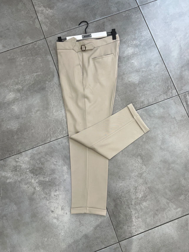 Erkek Bej İtalyan Kesim  Pantolon