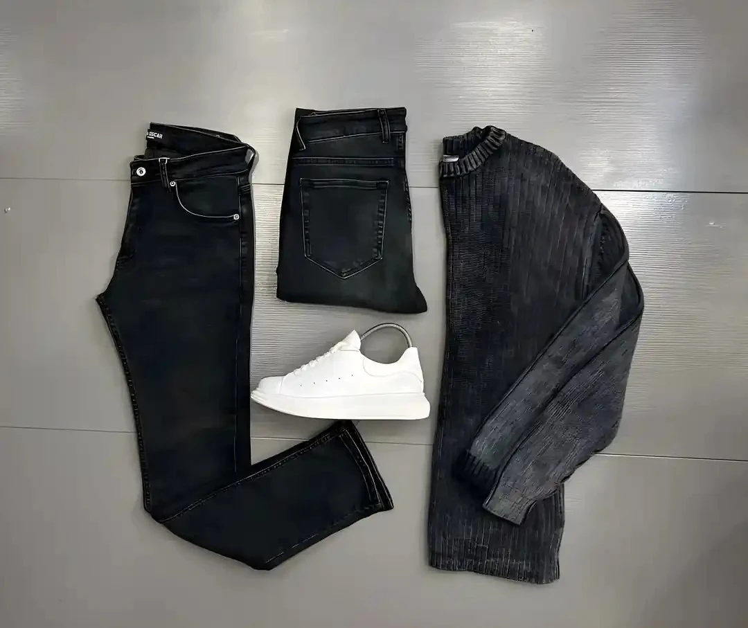 Erkek Triko Kazak Antrasit Regular Kot Pantolon Kombin