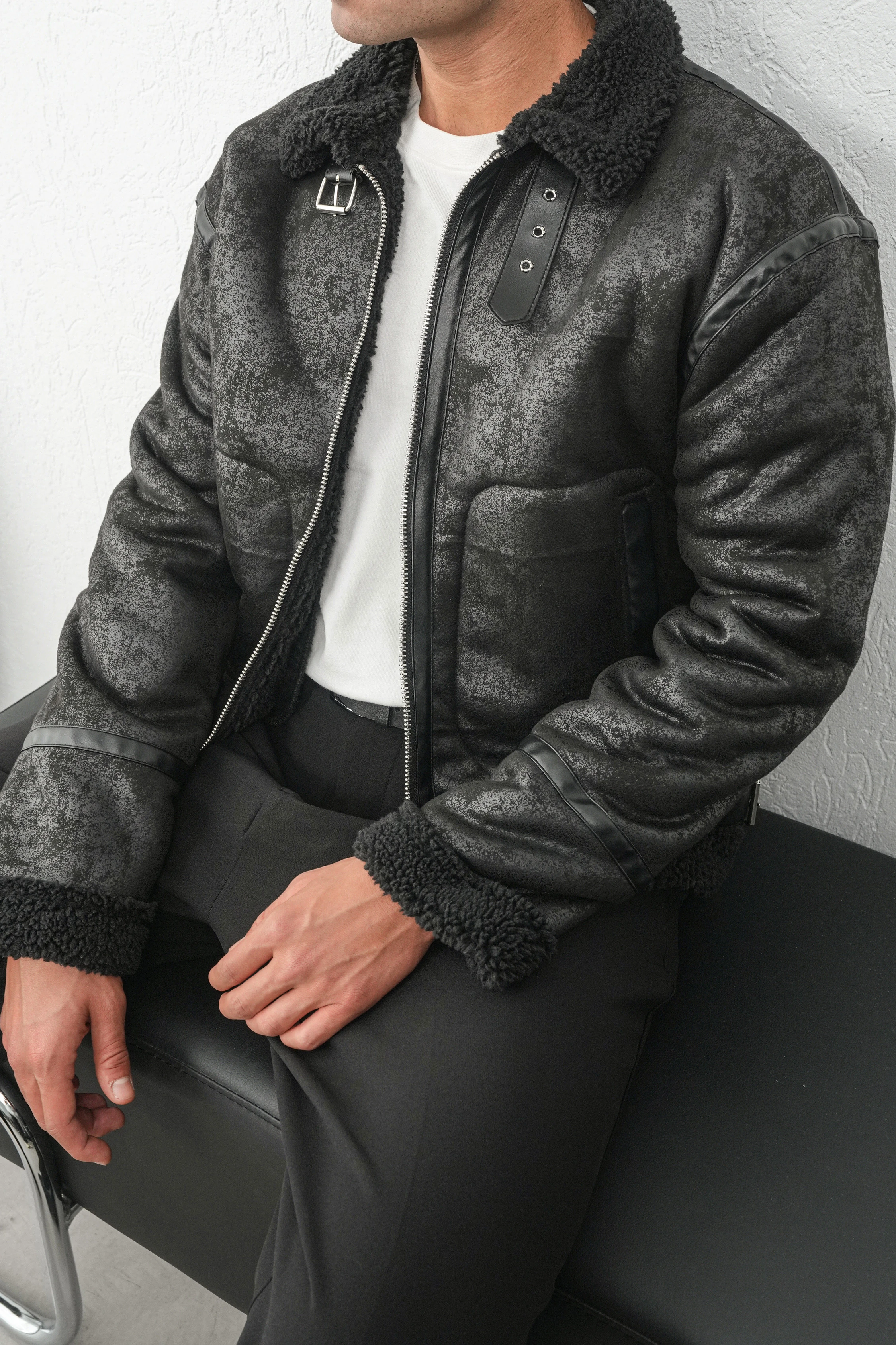 Erkek Siyah Premium İçi Kürk Deri Ceket