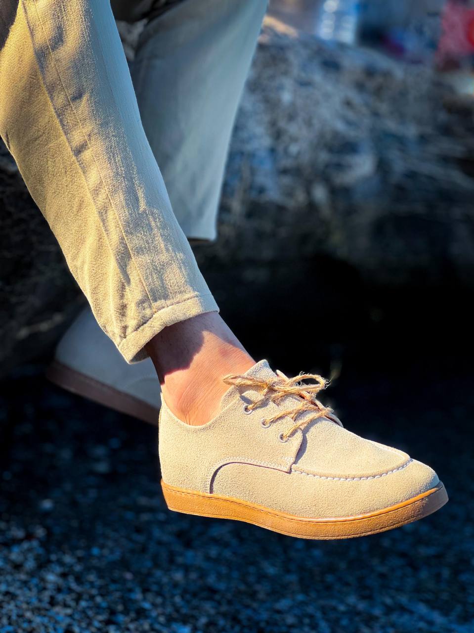 KB-X5 Kuback Bej  Süet Bağcıklı  Günlük Erkek Ayakkabı