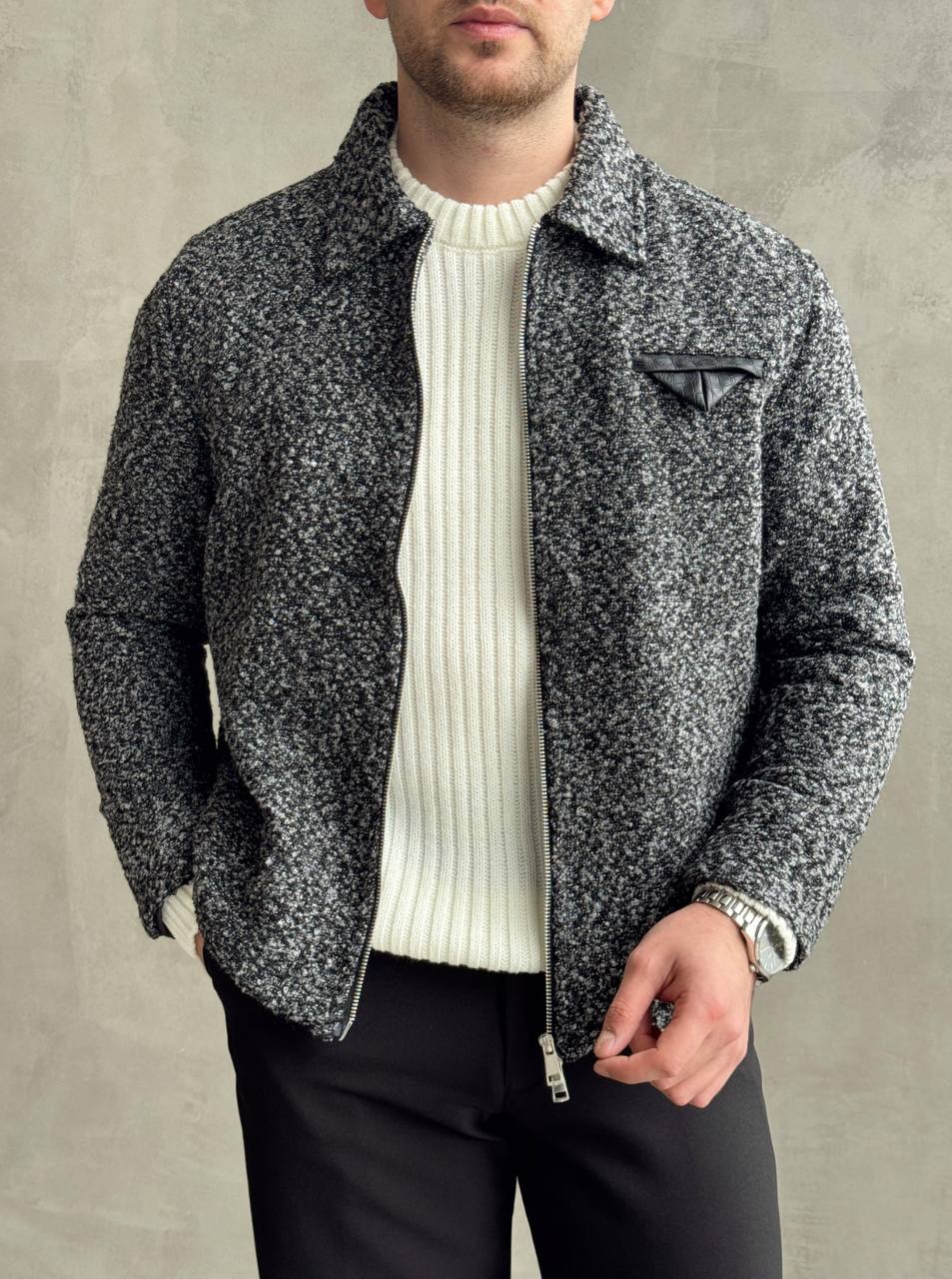 Erkek Antrasit Tasarım  Kaşe Ceket