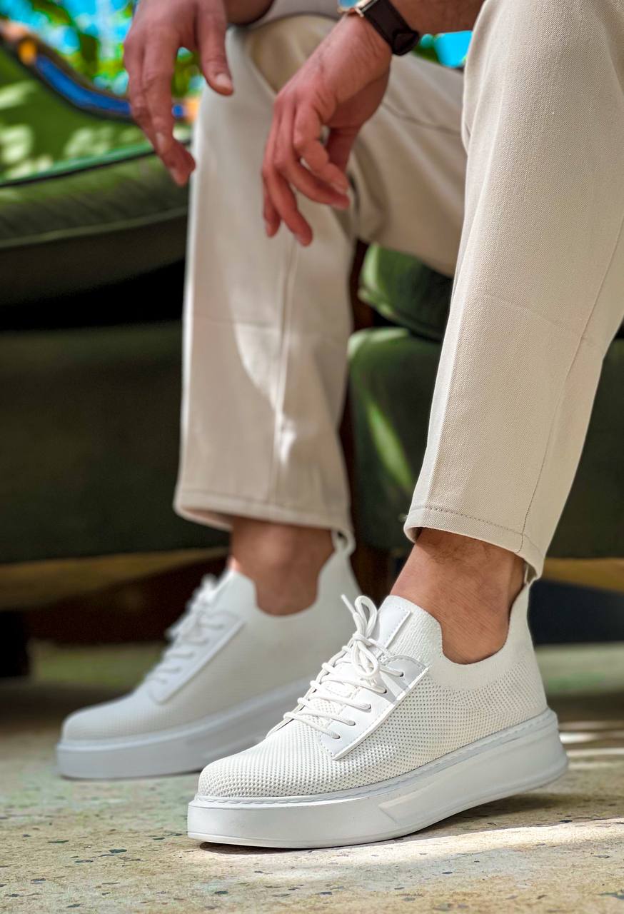 KB-116 Kuback Beyaz Bağcıklı Triko Günlük Erkek Ayakkabı