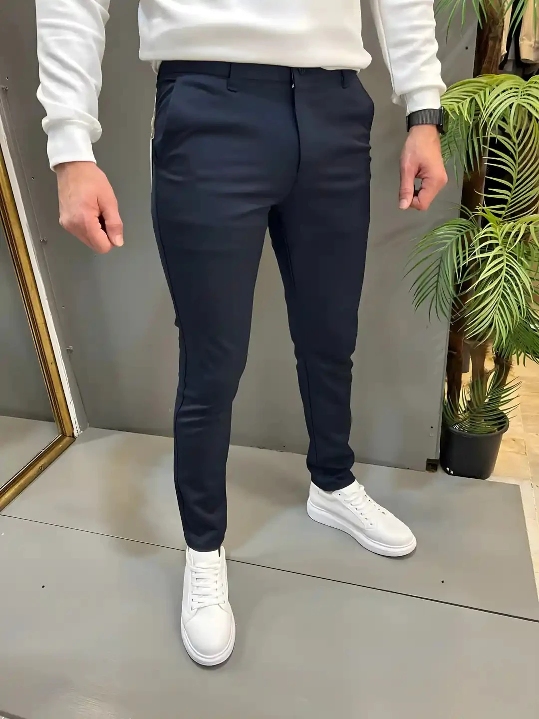 Erkek Lacivert Gabardin Slim Fit Pantolon