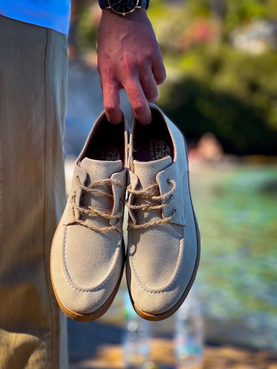 KB-X5 Kuback Bej  Süet Bağcıklı  Günlük Erkek Ayakkabı