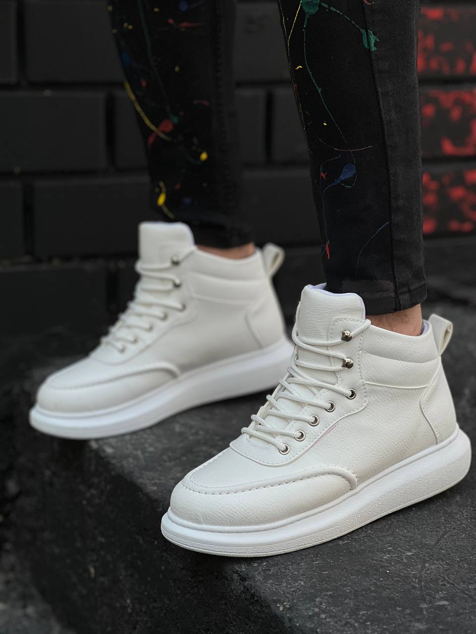 KB-0994  Kuback Beyaz Cilt  Yüksek Taban  Erkek Bilek Bot