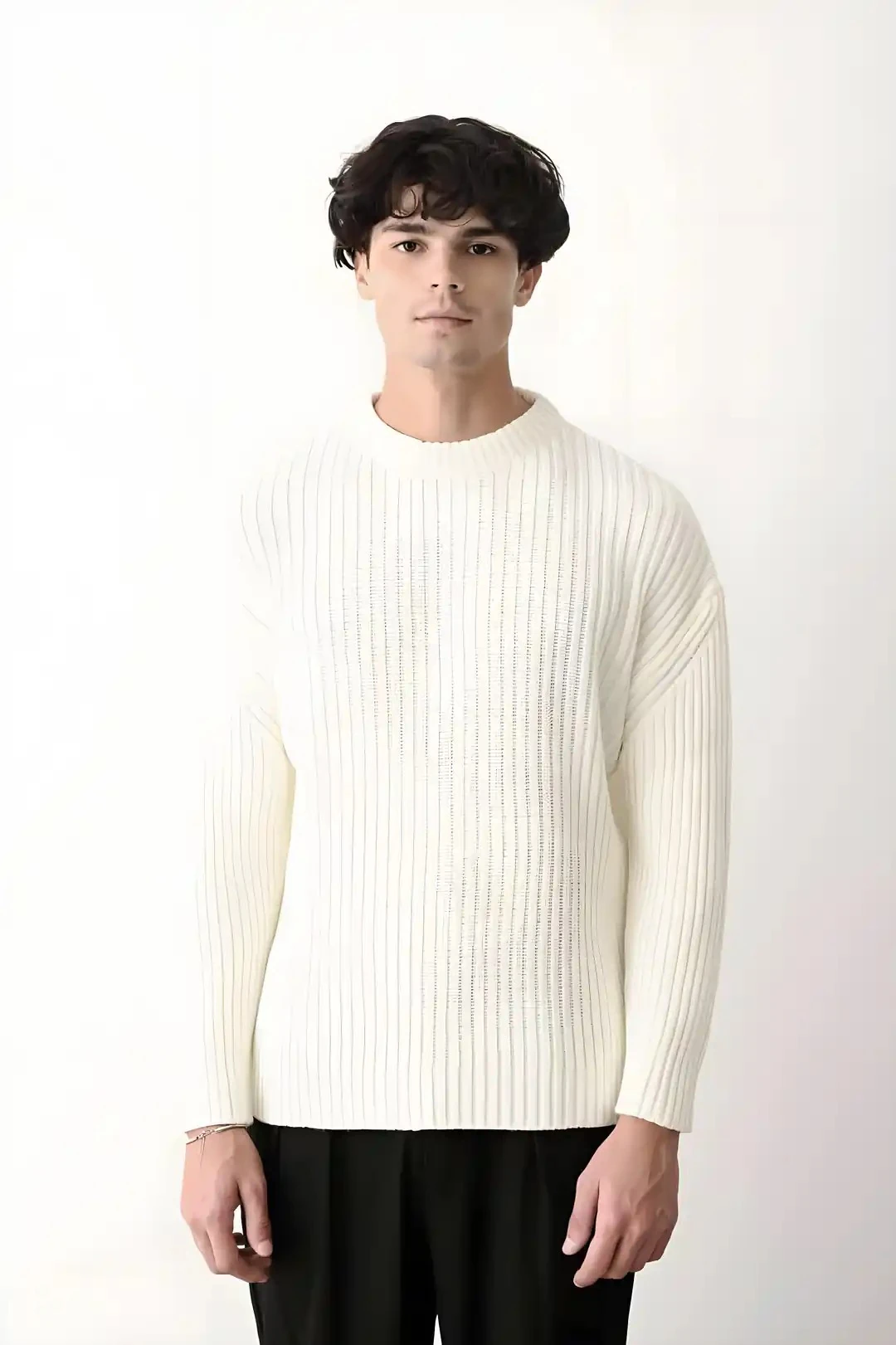 Erkek Krem Triko Kazak