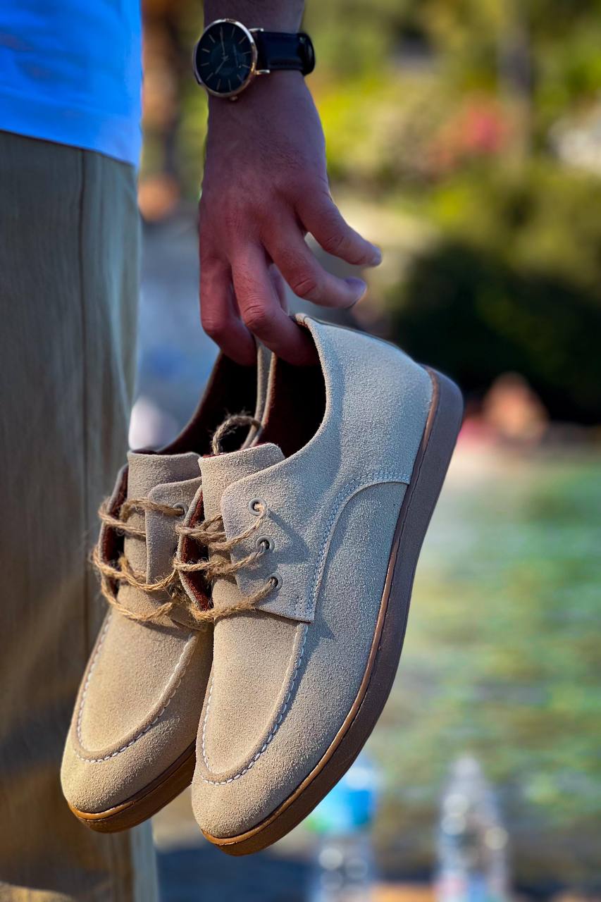 KB-X5 Kuback Bej  Süet Bağcıklı  Günlük Erkek Ayakkabı