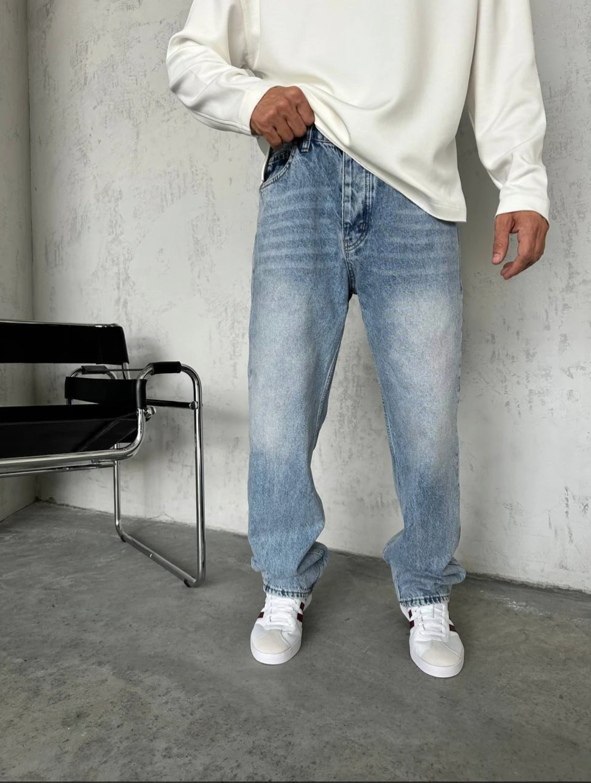 Erkek B.Mavi Baggy Rahat Kalıp Kot Pantolon