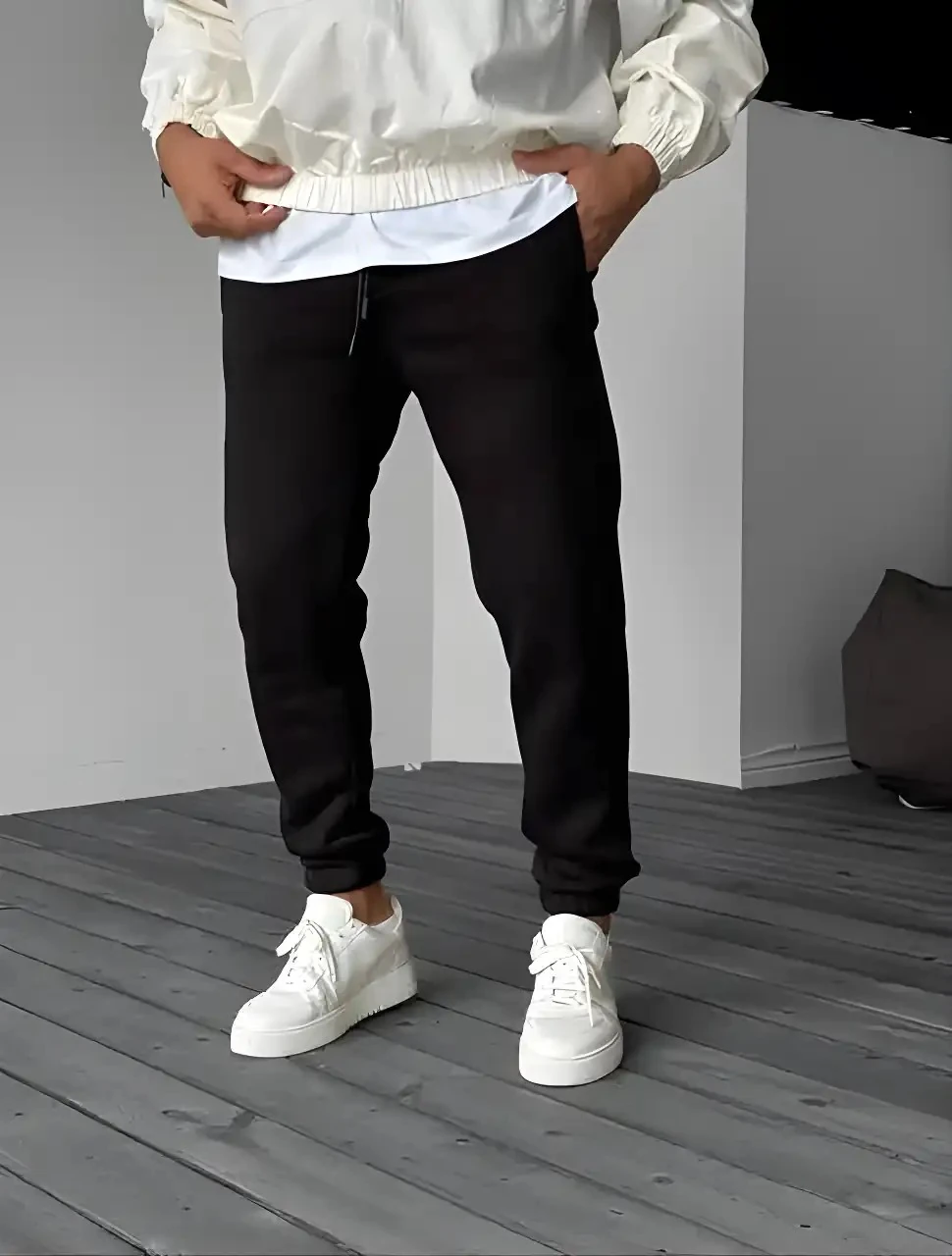 Erkek Siyah 3 İplik Eşofman Altı