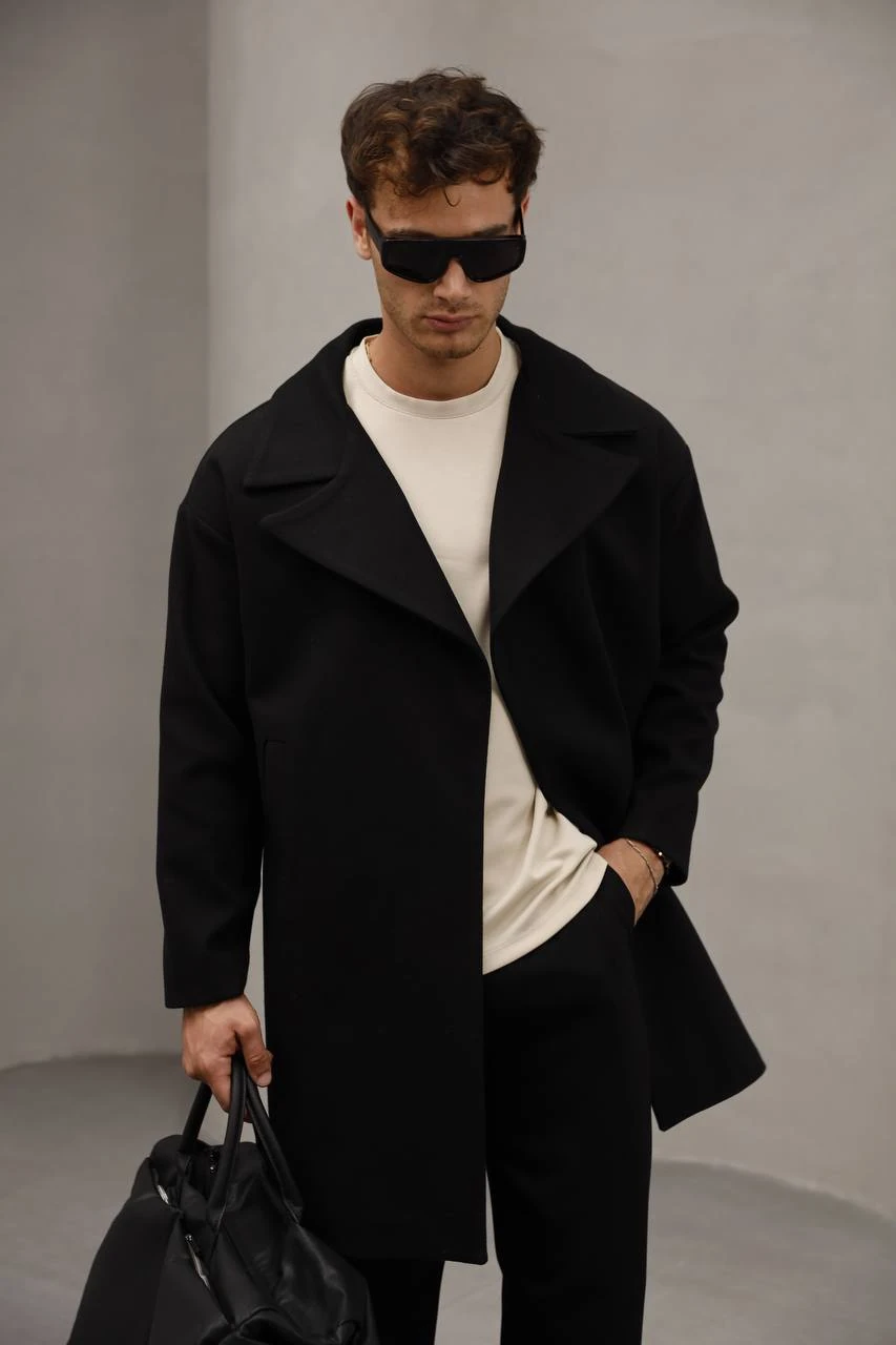 Erkek Siyah Premium Rahat Kalıp Kaşe Ceket