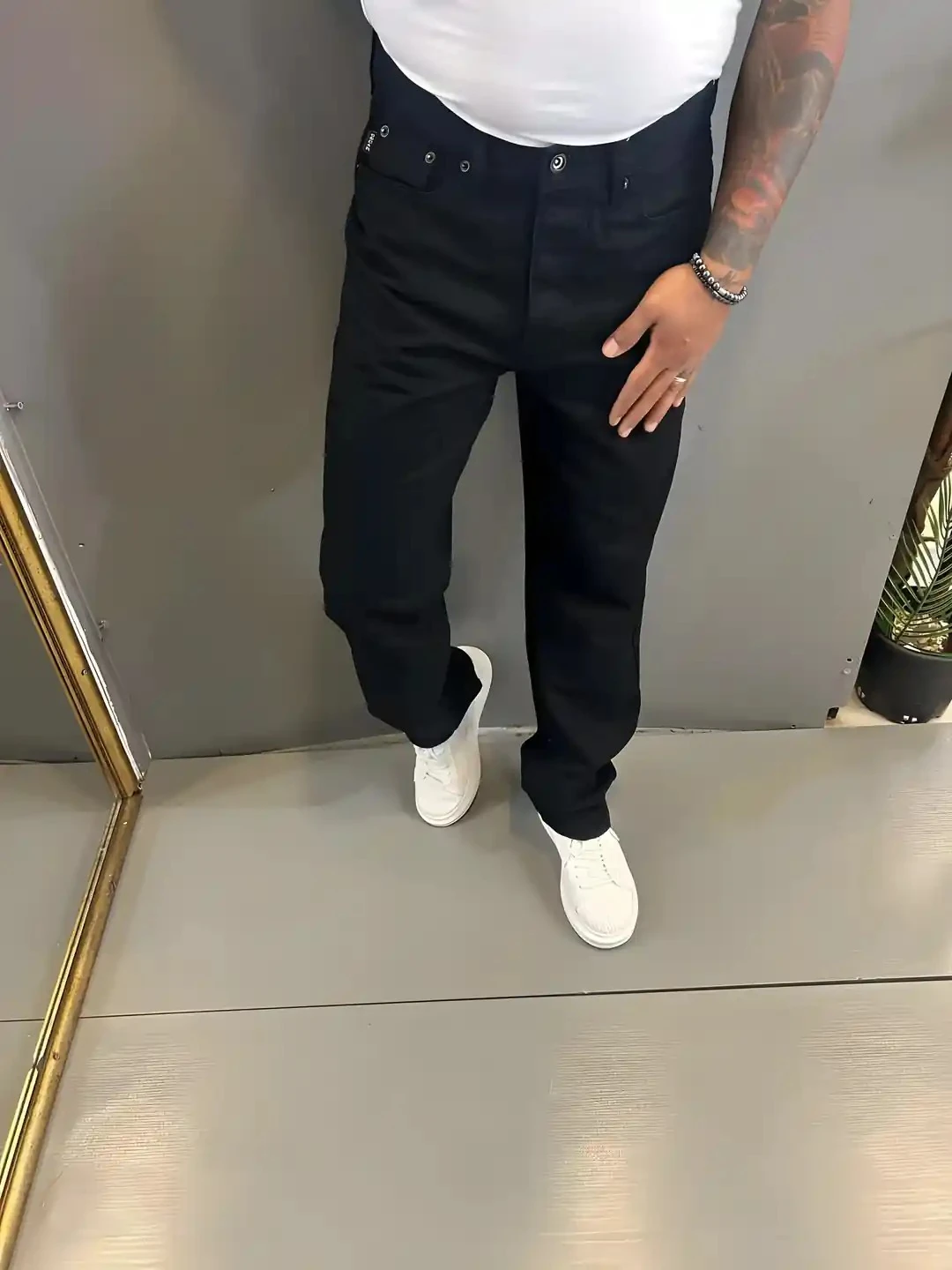 Erkek Siyah Baggy Rahat Kalıp Kot Pantolon