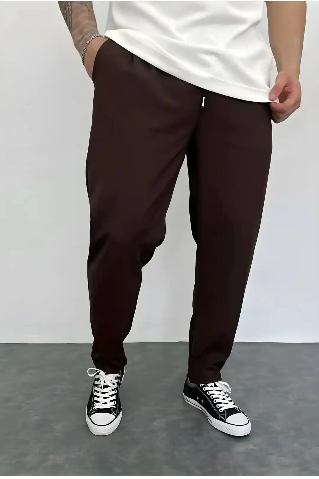 Erkek Acı Kahve Fileli Kumaş  Pantolon