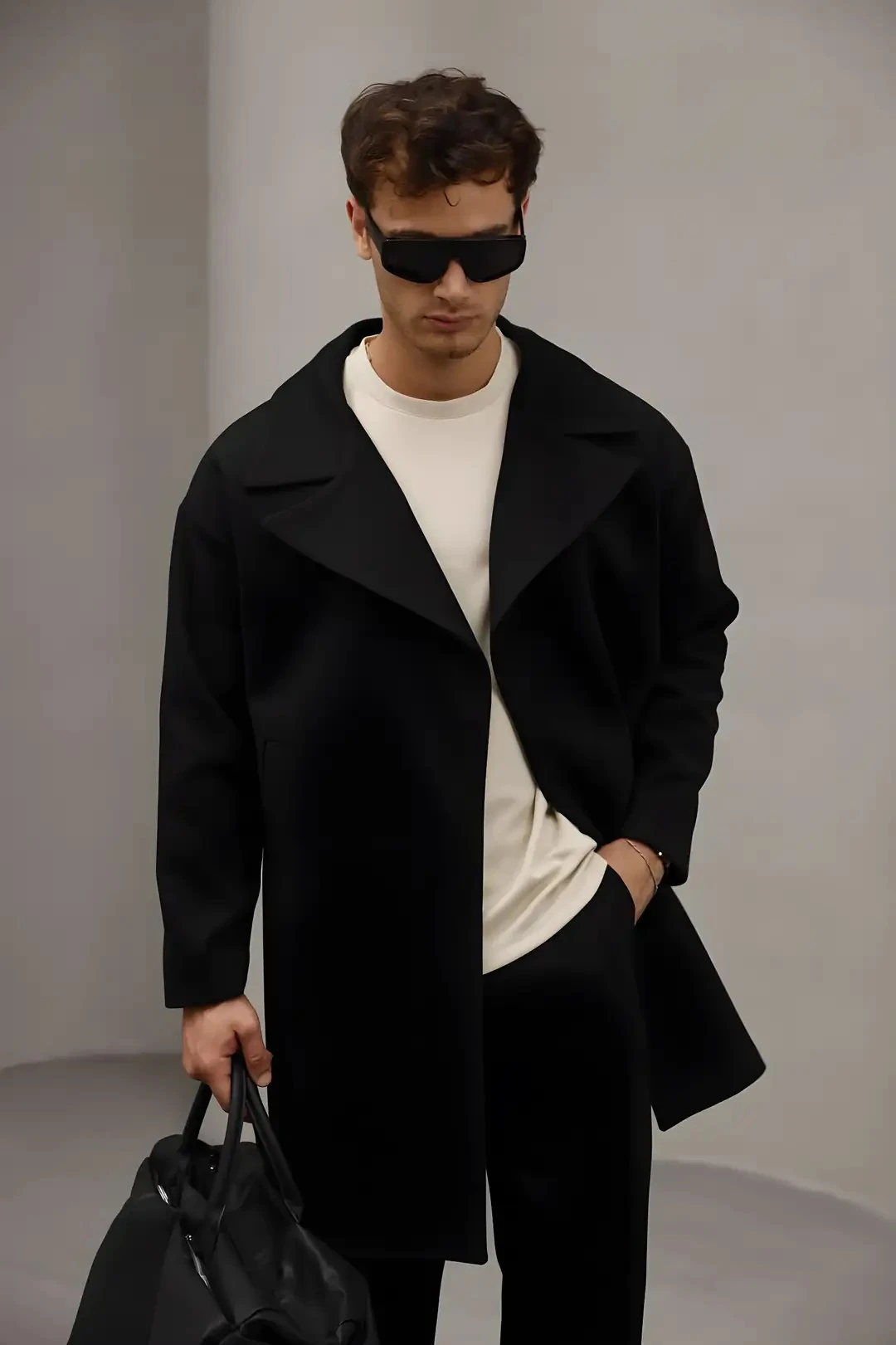 Erkek Siyah Premium Rahat Kalıp Kaşe Ceket