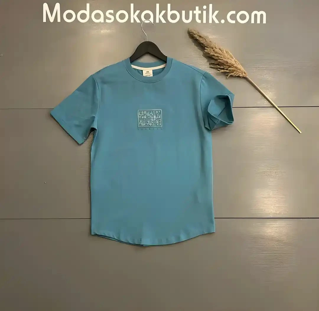 Erkek Yeşil Ön Baskı Detay T-Shirt