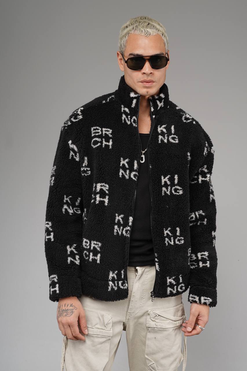 Erkek Siyah KNG Peluş Ceket