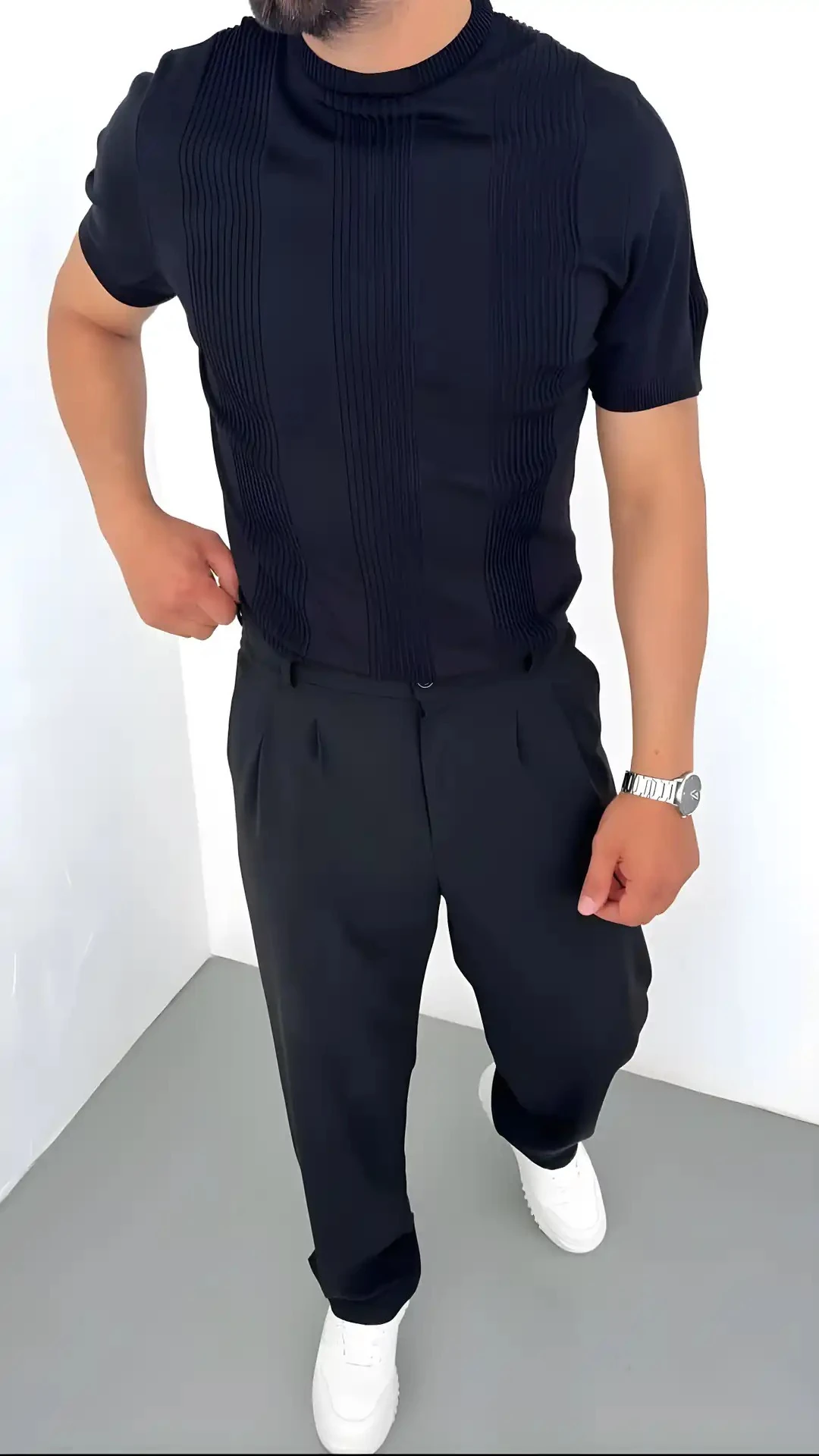 Erkek Siyah Triko T-Shirt