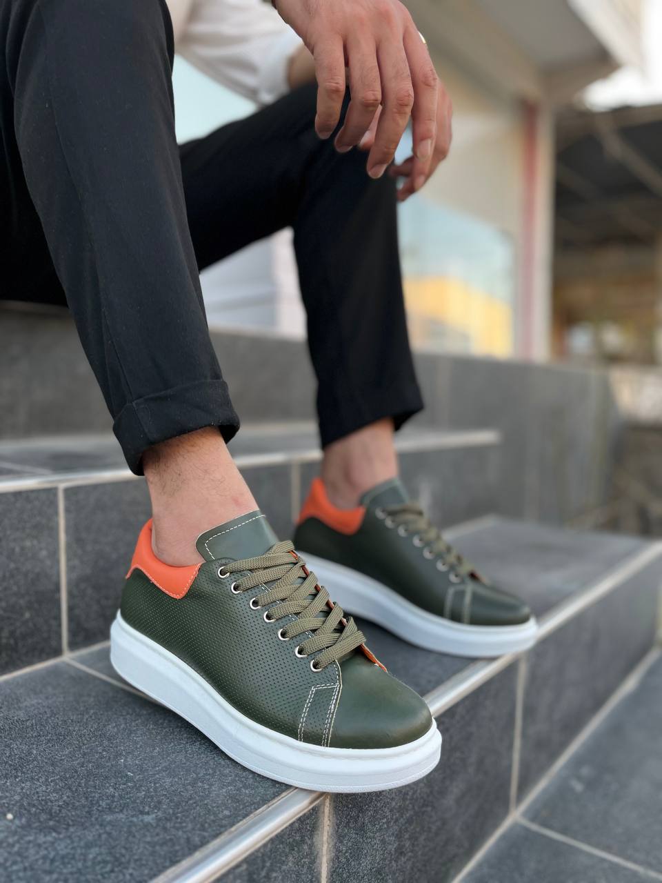 KB-DX3 Kuback Haki Deri Günlük Erkek Ayakkabı