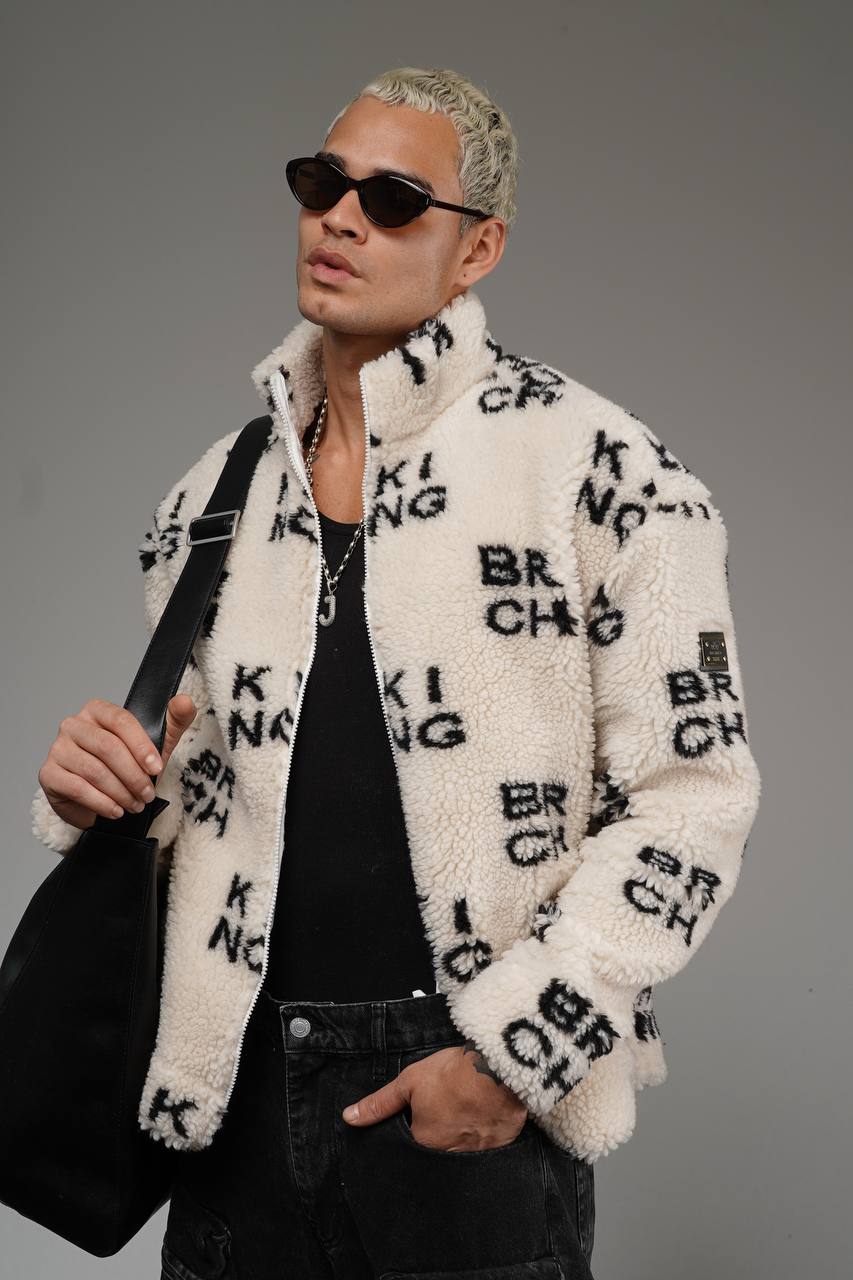 Erkek Krem KNG Peluş Ceket