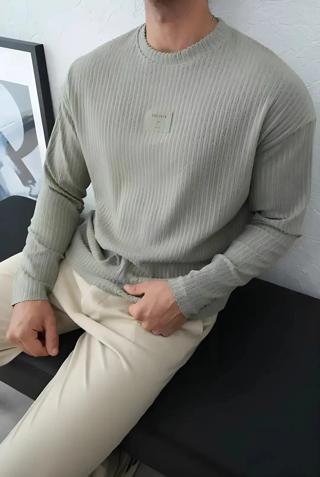 Erkek Yeşil Sweatshirt İnce Mevsimlik