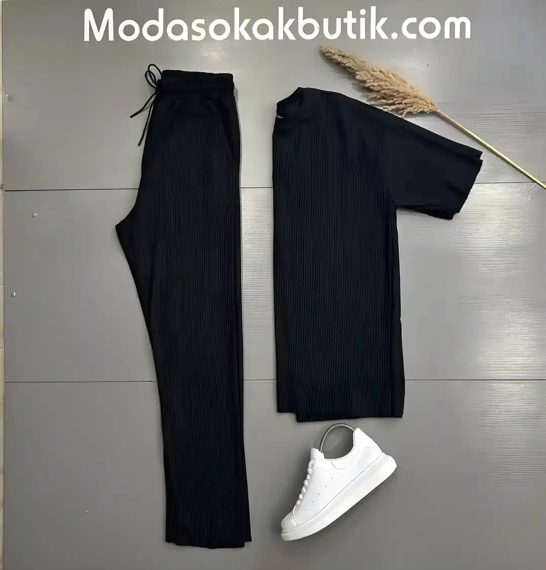 Erkek Fitilli Kumaş T-shirt Pantolon  Kombin