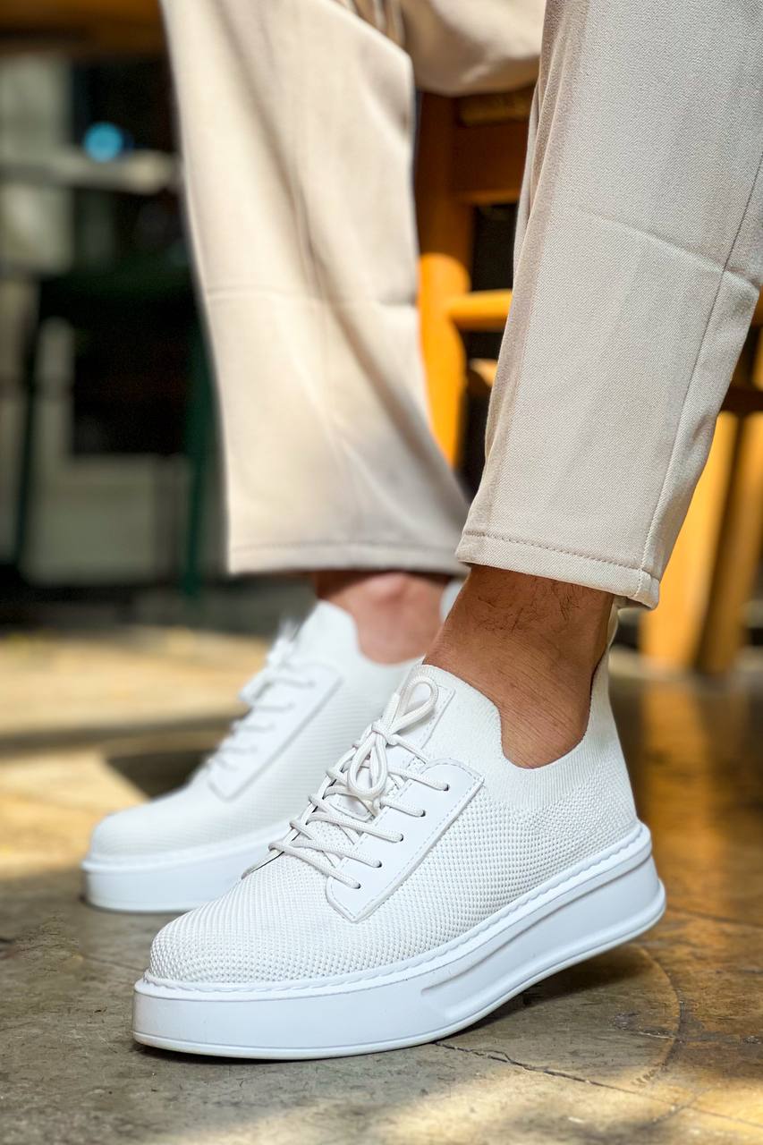 KB-116 Kuback Beyaz Bağcıklı Triko Günlük Erkek Ayakkabı