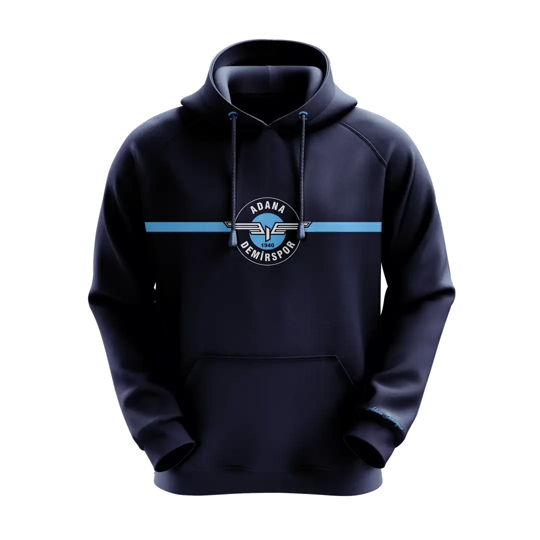 Striped Armalı Kapşonlu Sweat - Lacivert